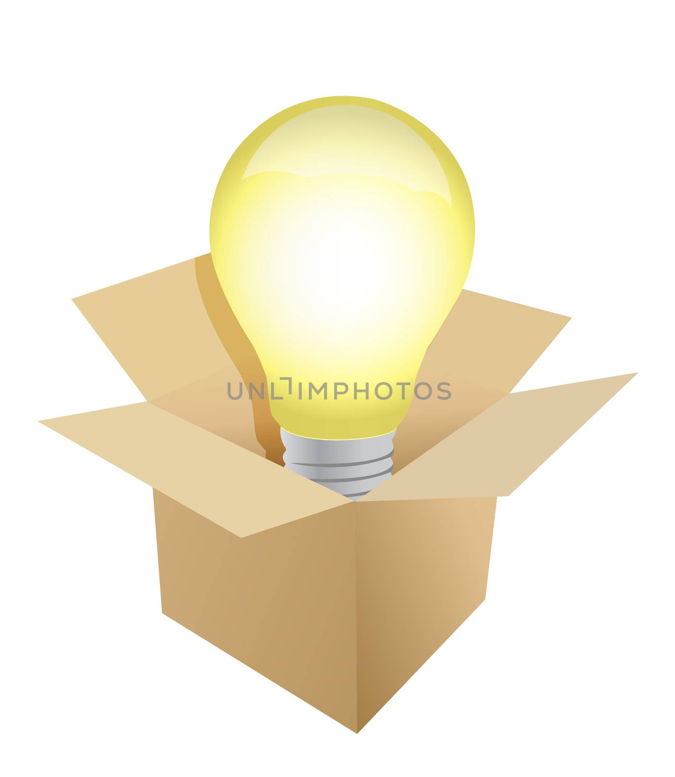 Box and Light Bulb illustration design