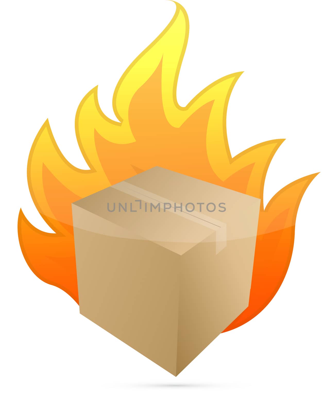box on fire illustration design on white background