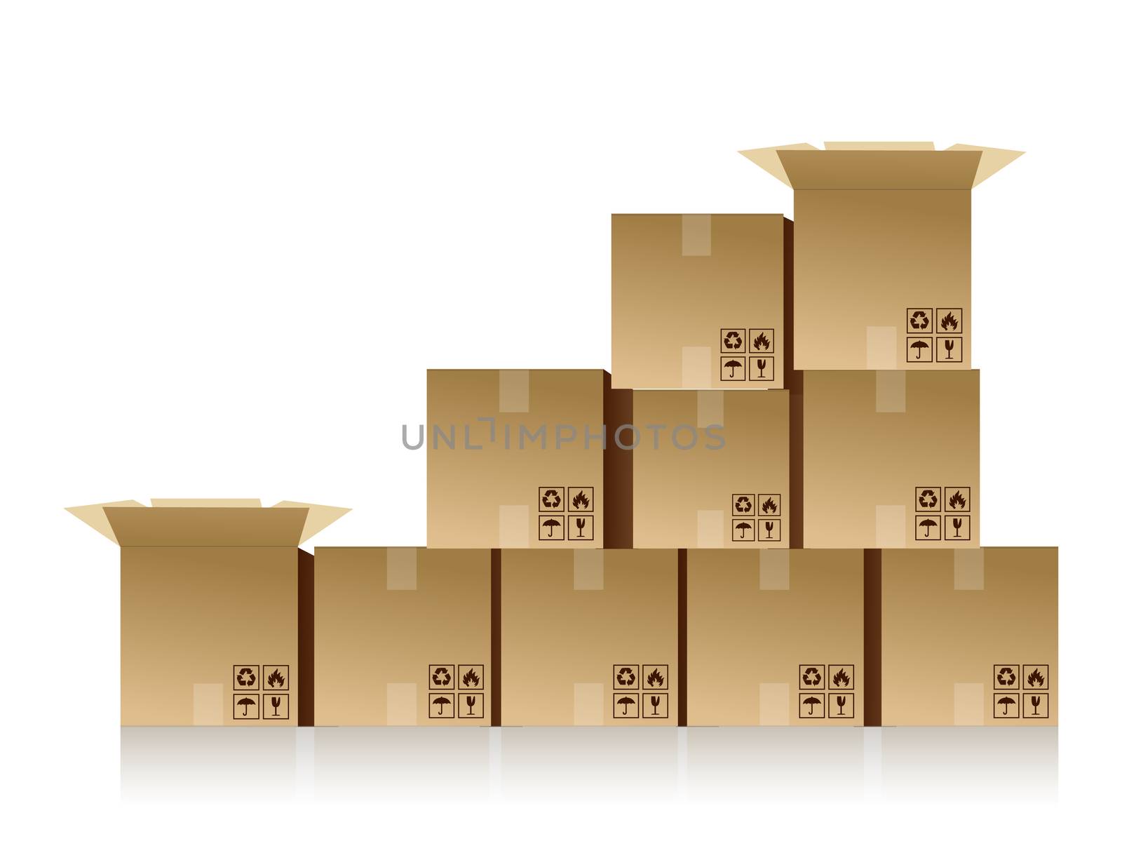 boxes stacked up over a white background