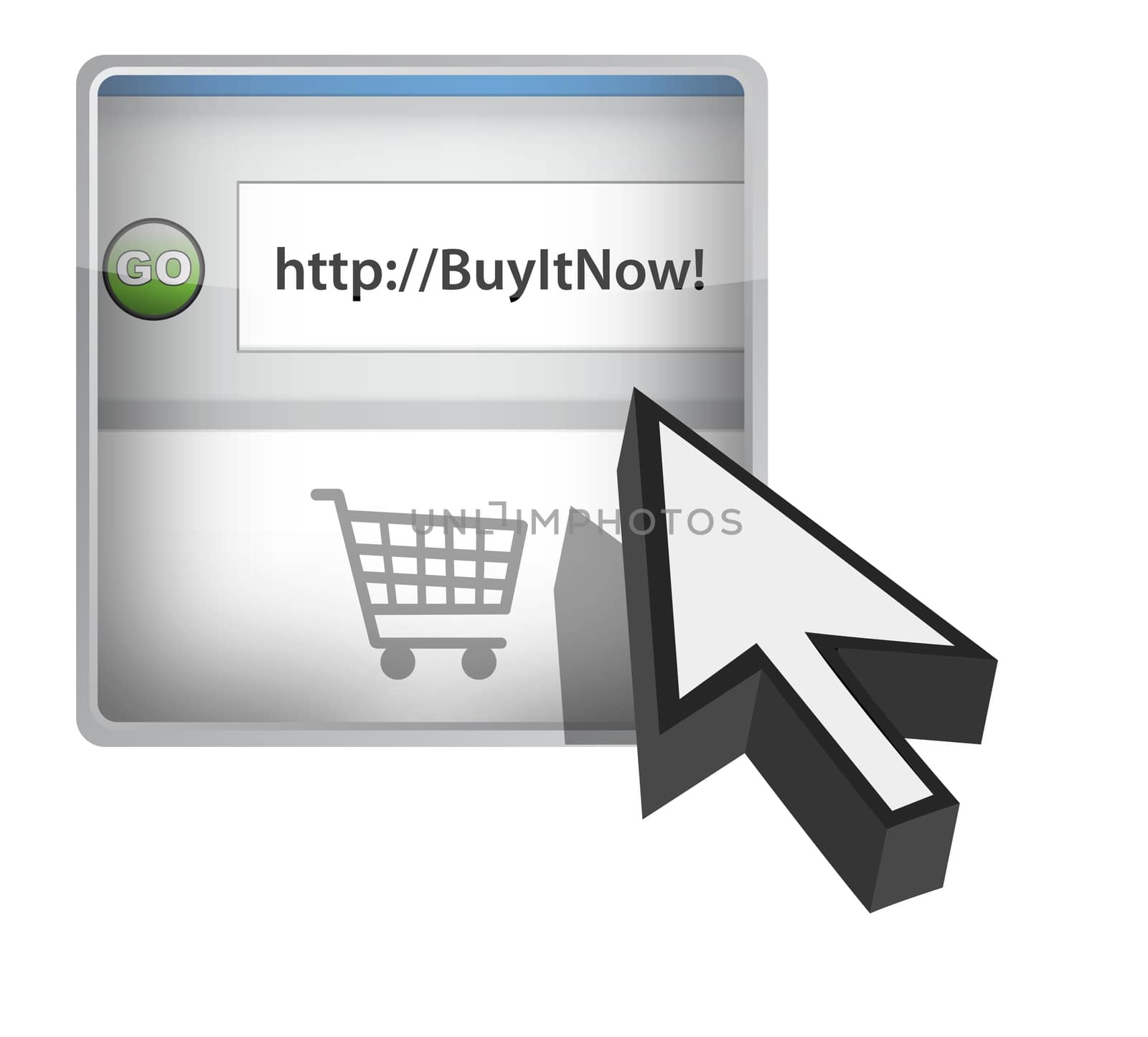 Buy it now browser button with cursor illustration design