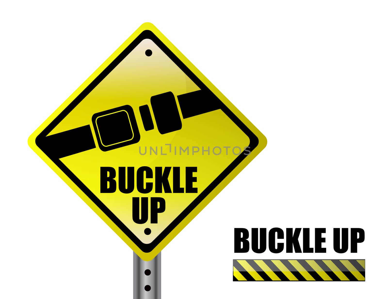 Detail metal buckle up street sign isolated over a white background