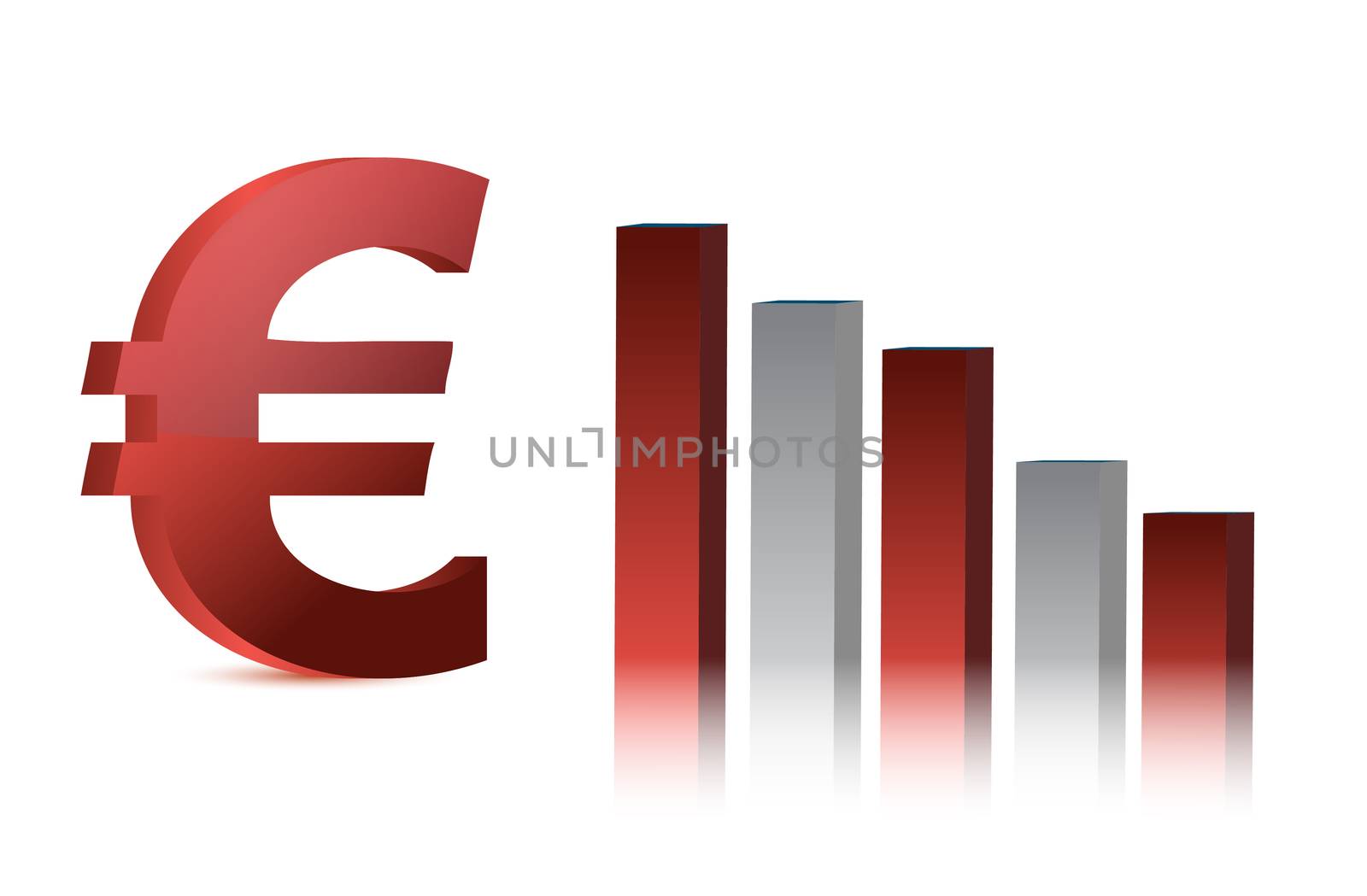 falling euro currency business graph illustration