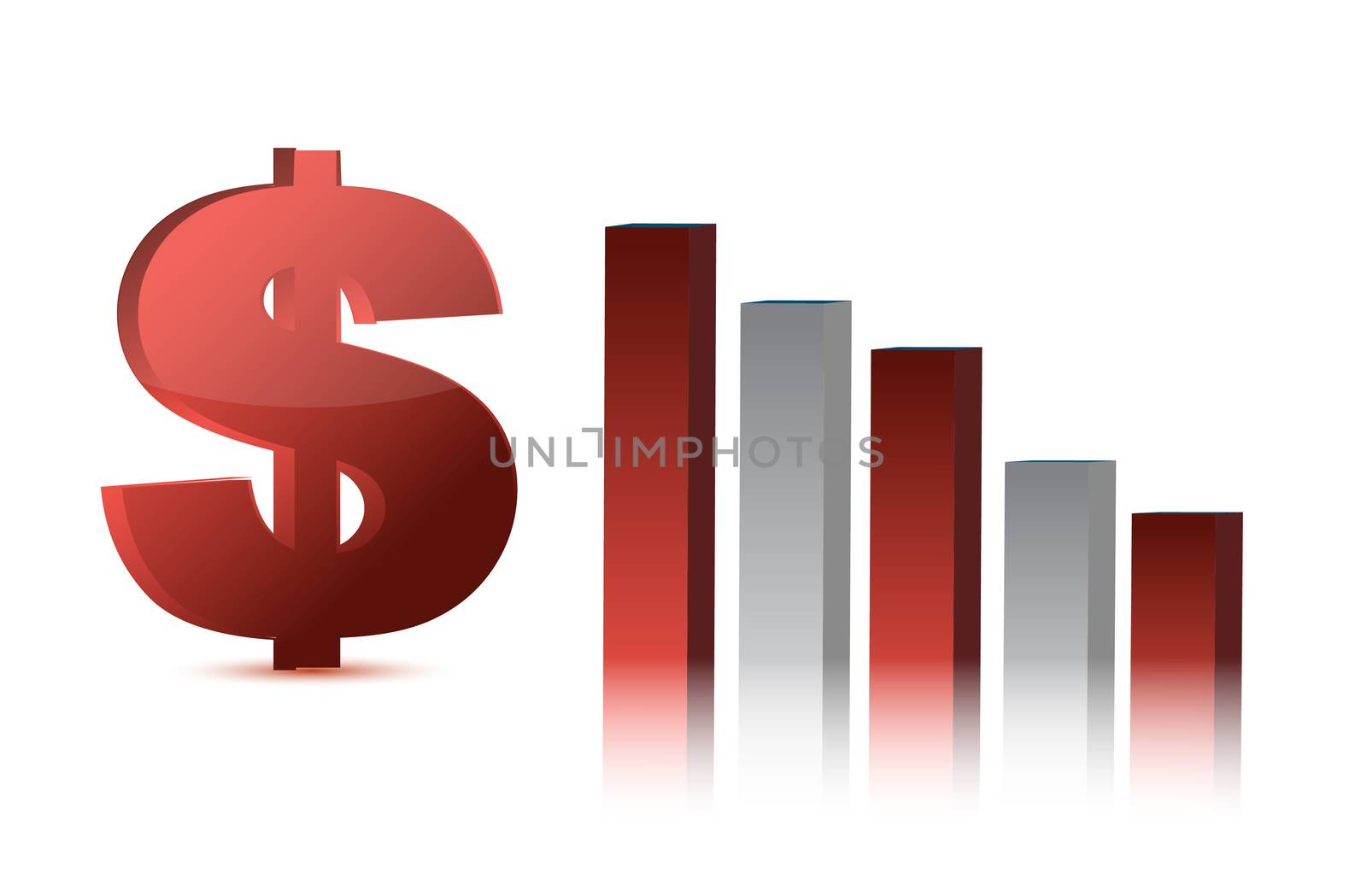 falling dollar currency business graph illustration