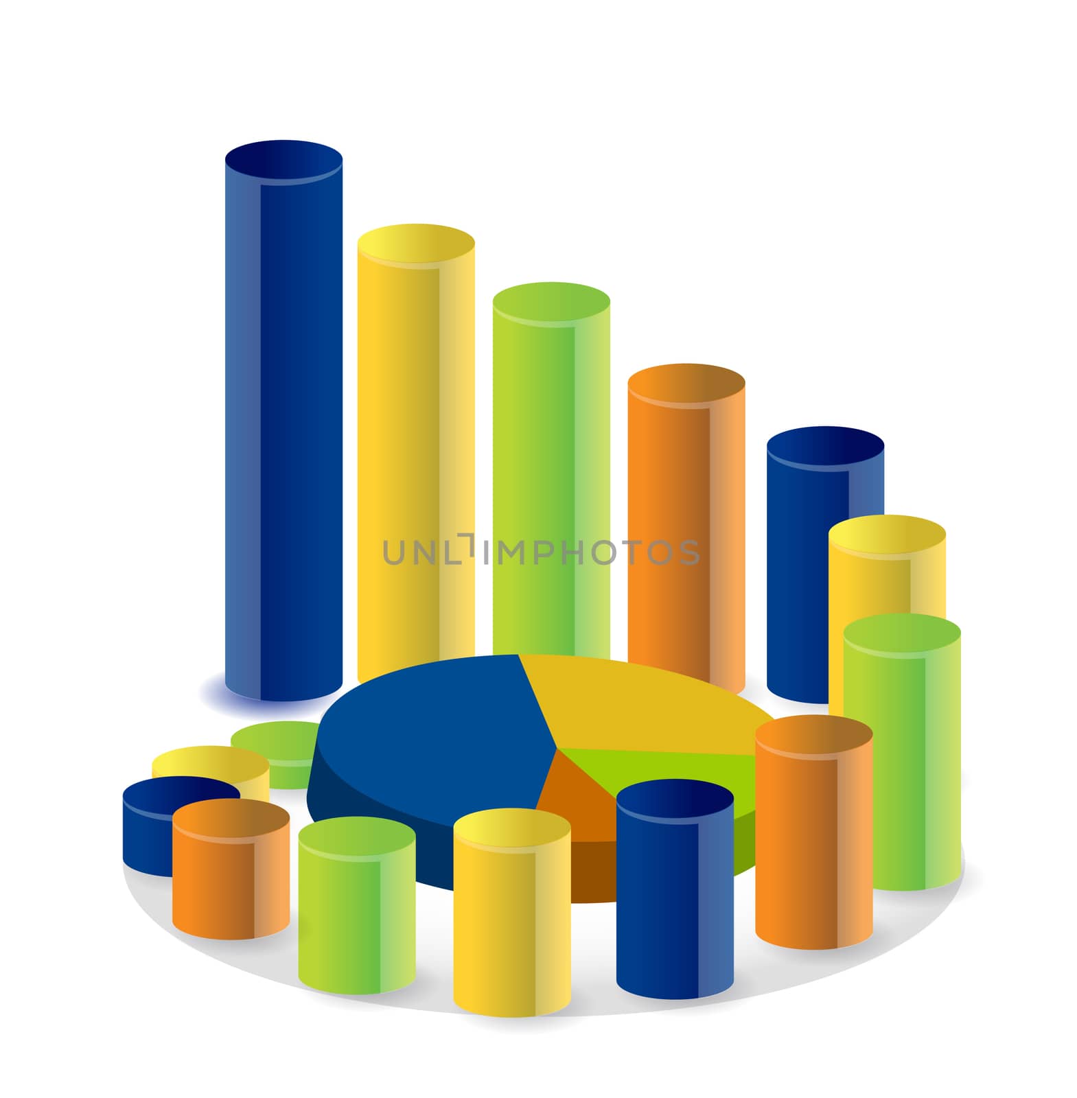 business graph and pie chart illustration