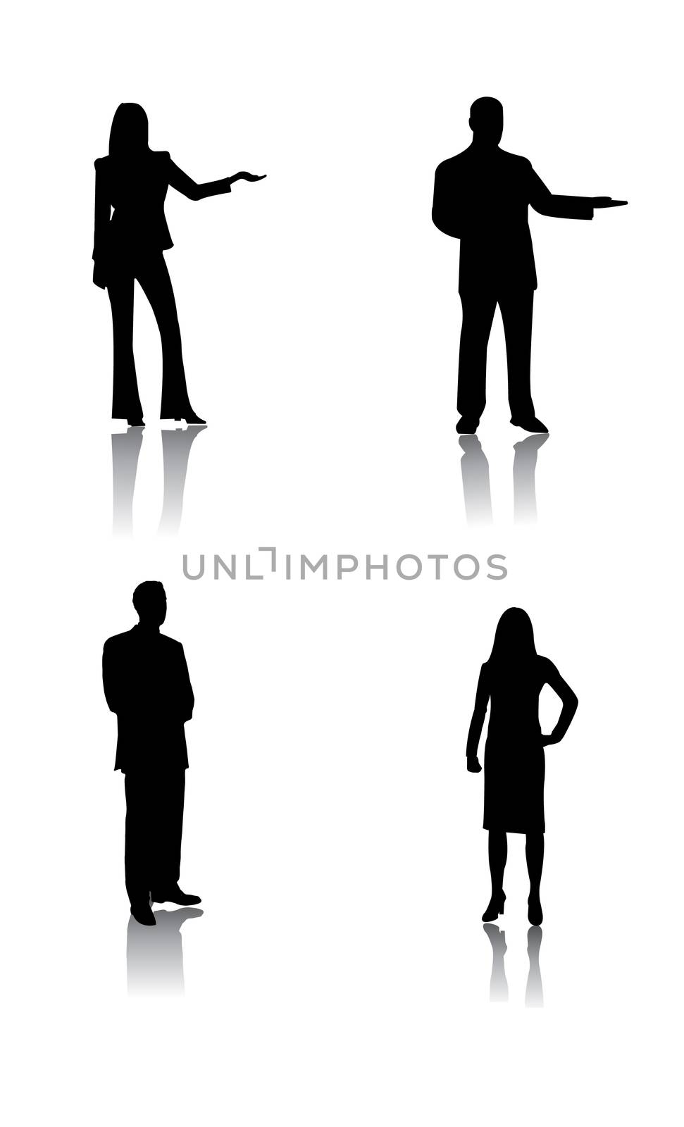 Set of four business silhouettes. Vector available.