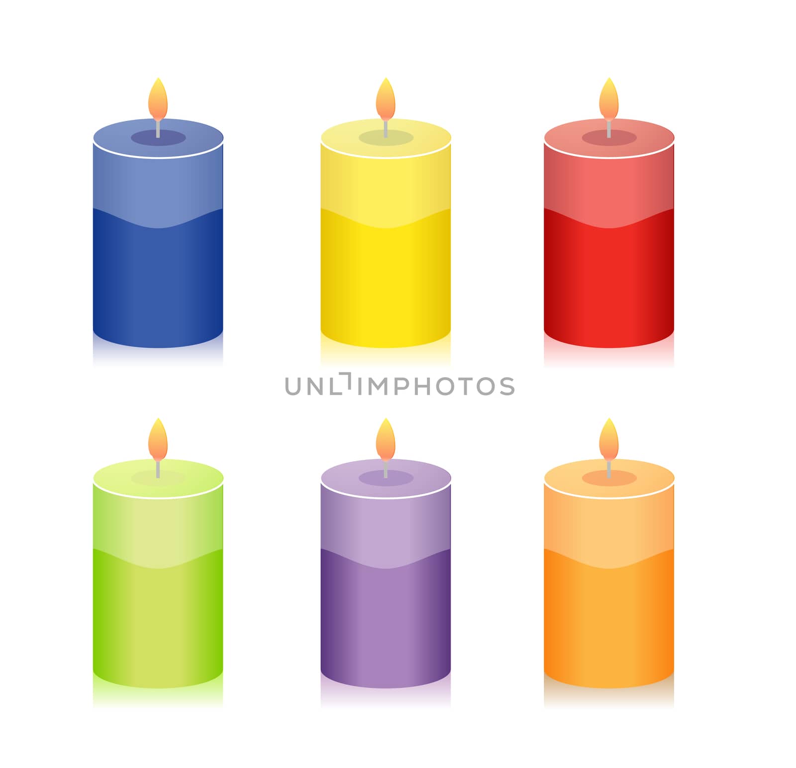 Colorful candle set illustration design isolated over a white background