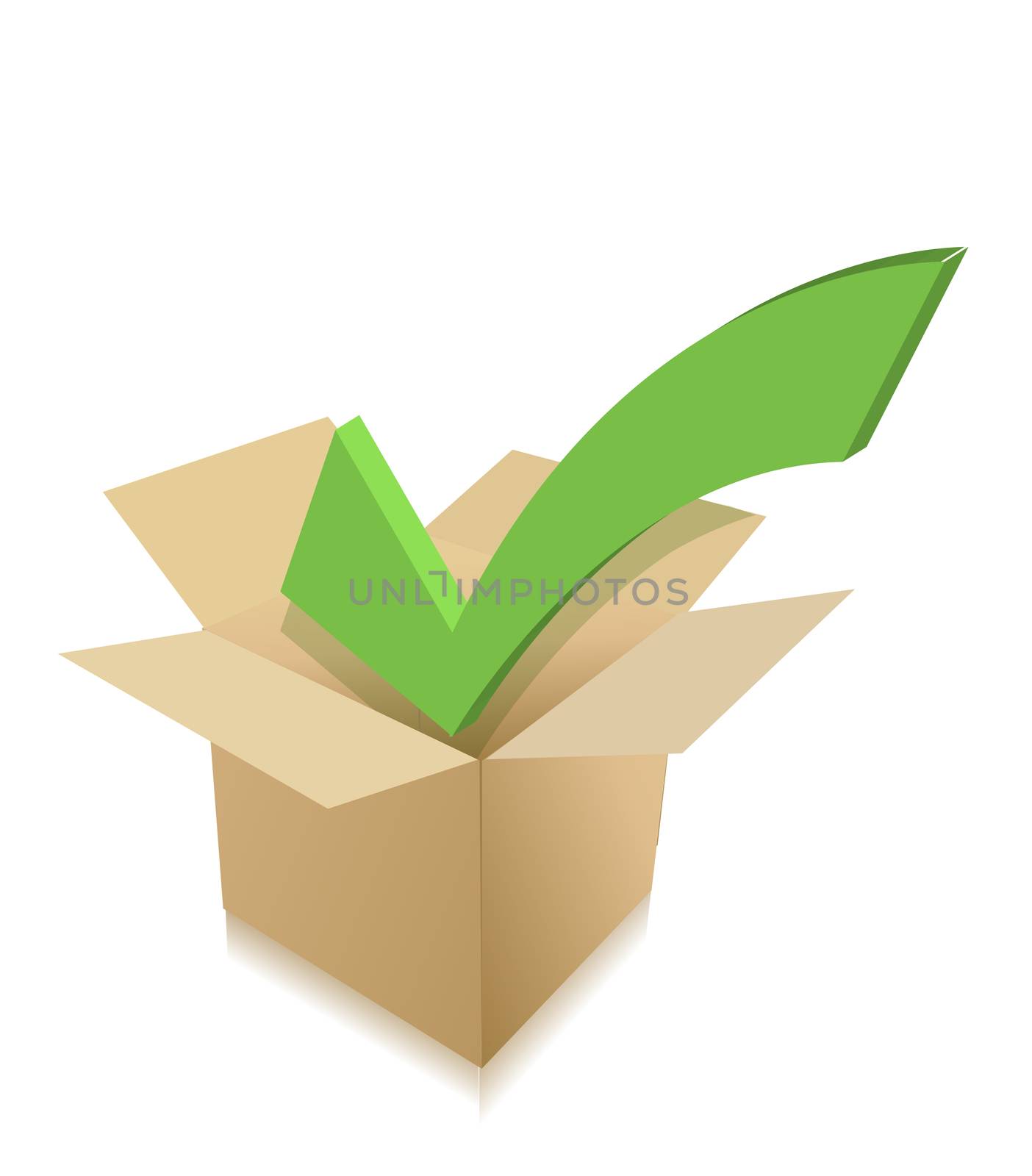 check mark box cardboard. illustration design over white by alexmillos