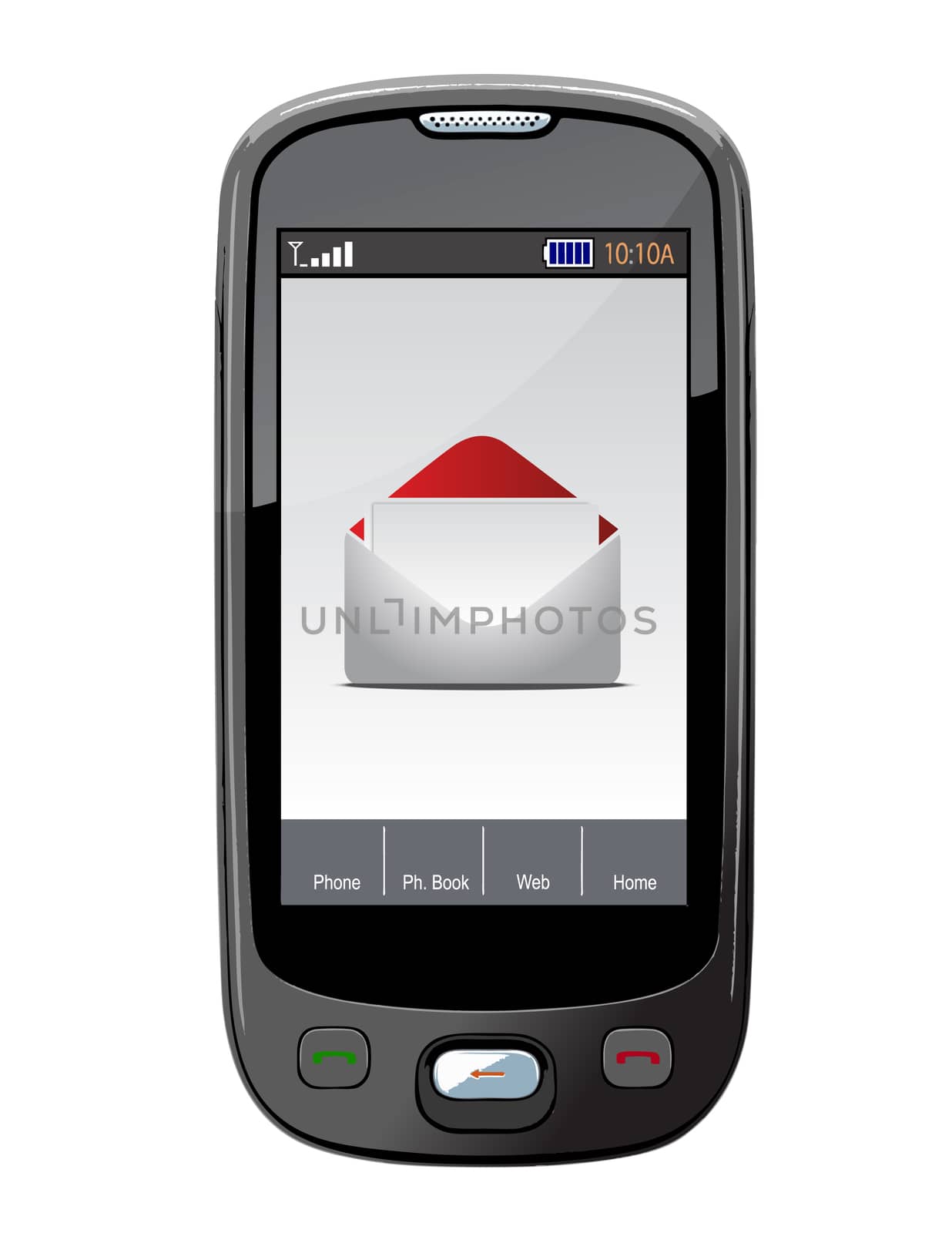 Mobile phone with email illustration design isolated over a white background,