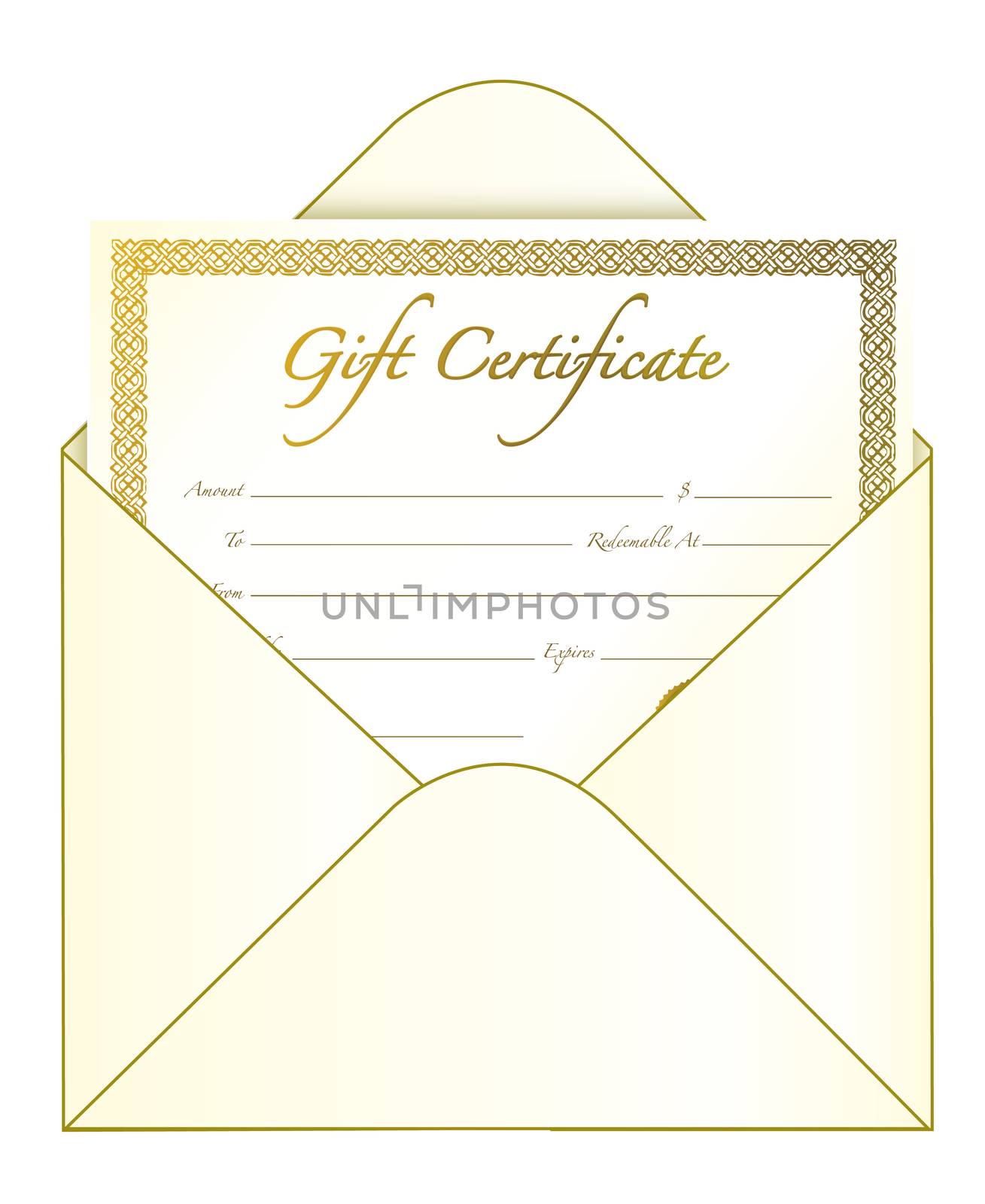 Gift certificate in an envelope.