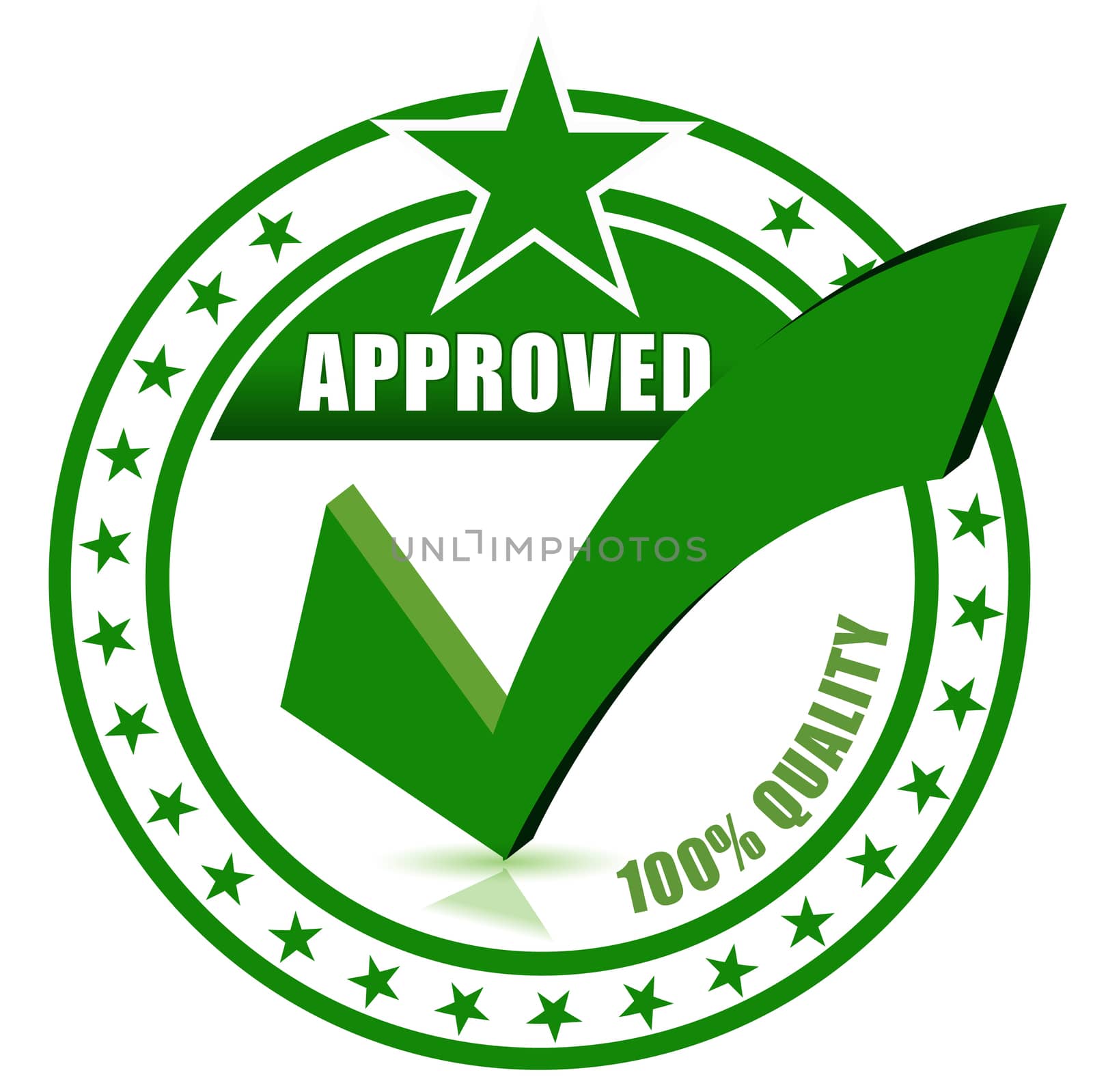 Check approved stamp on white for design.