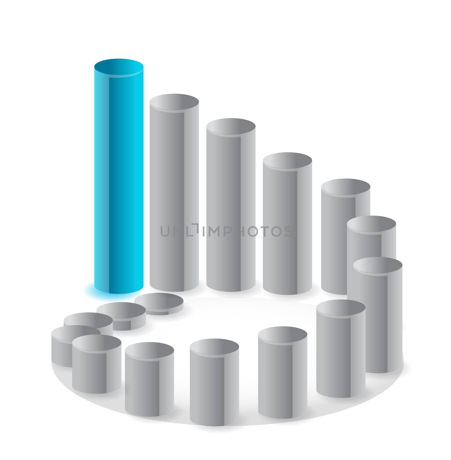 circular blue and grey business graph