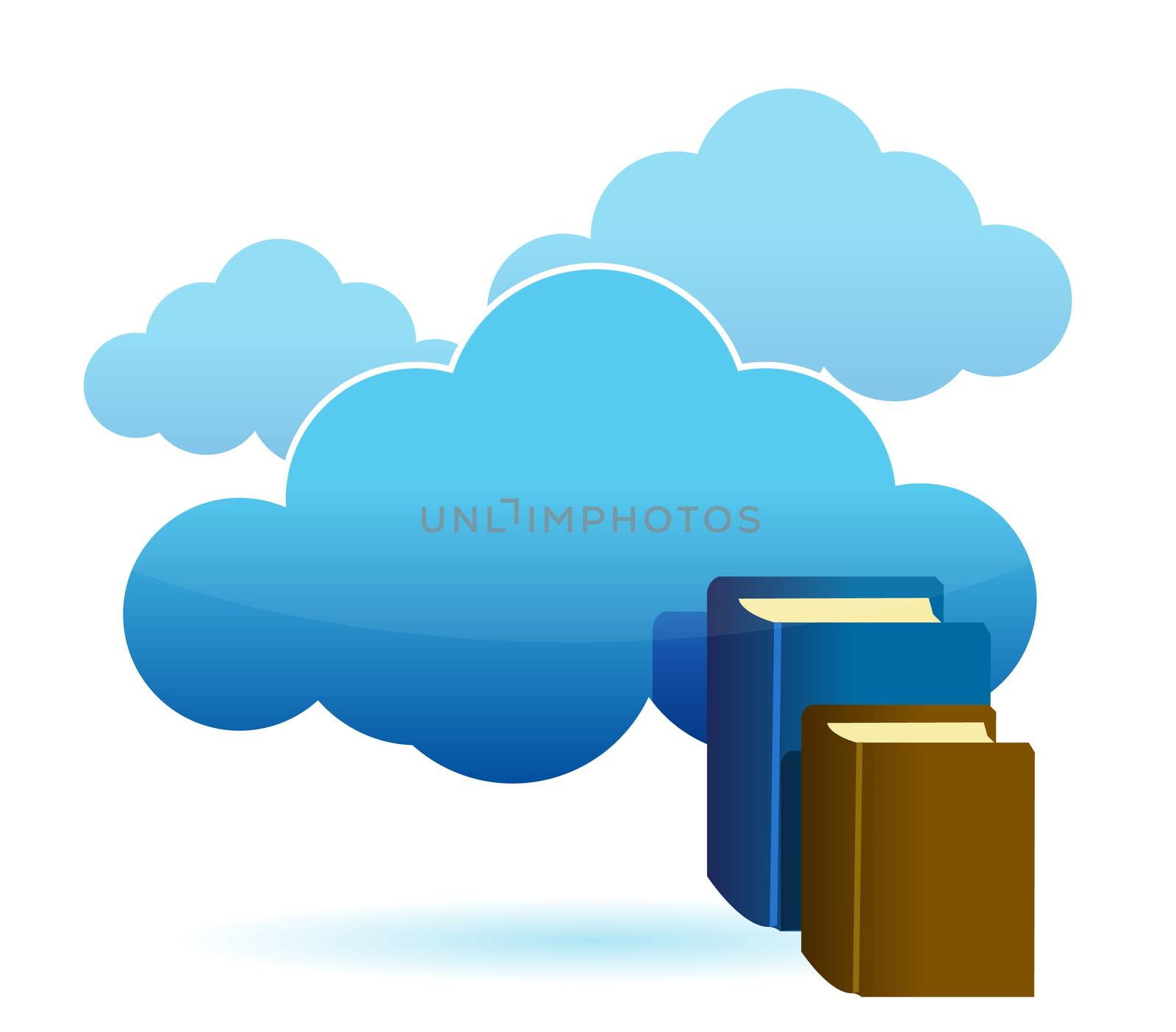 Cloud technology database as stack of books