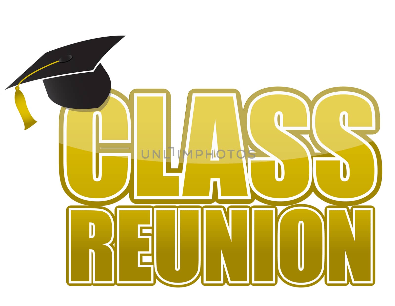 Class reunion Graduation cap isolated on white background.