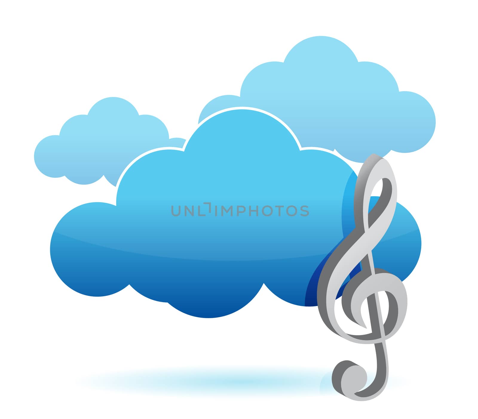 Cloud music storage concept illustration design over white