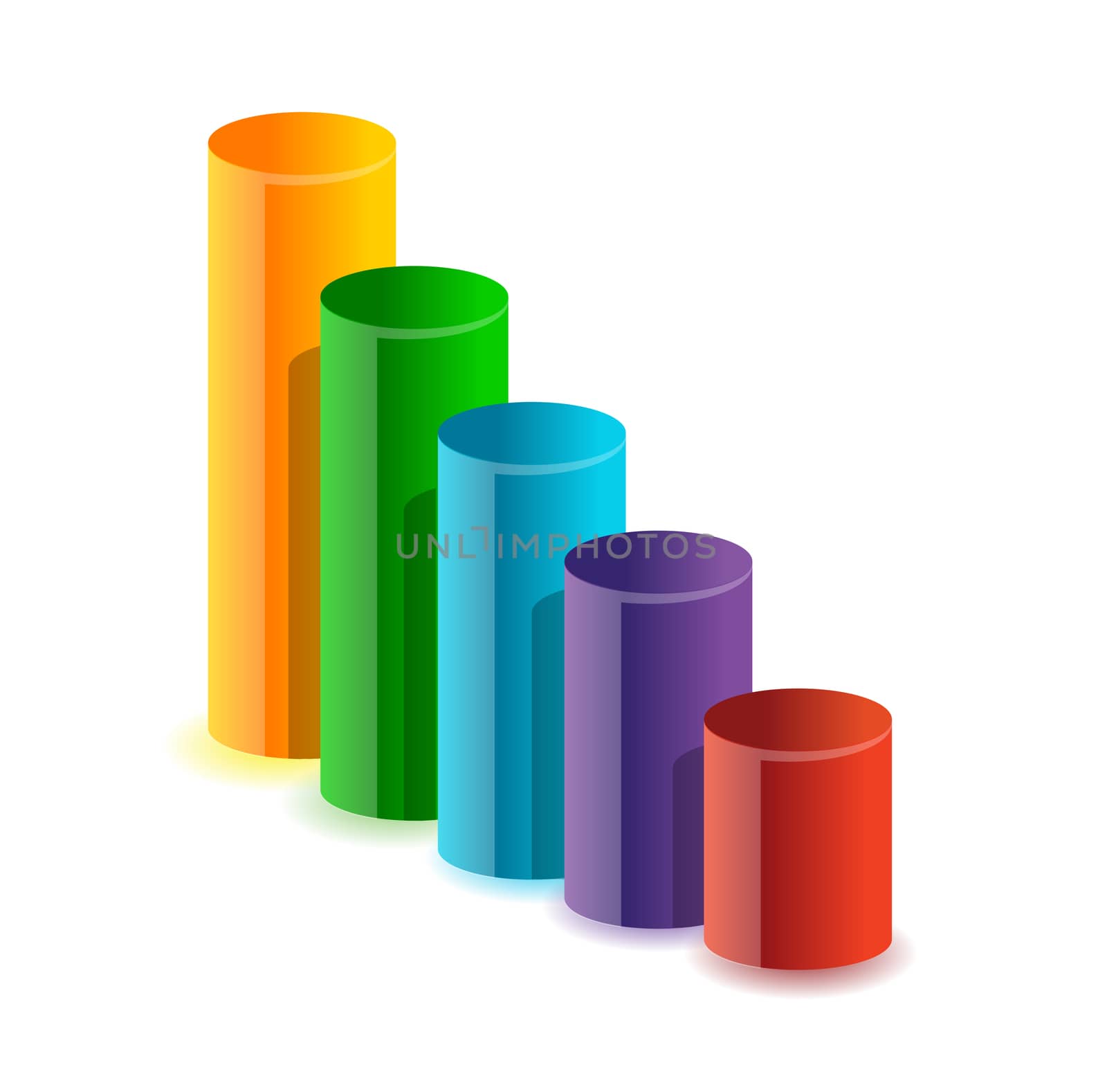 Colorful circular business bar graph illustration