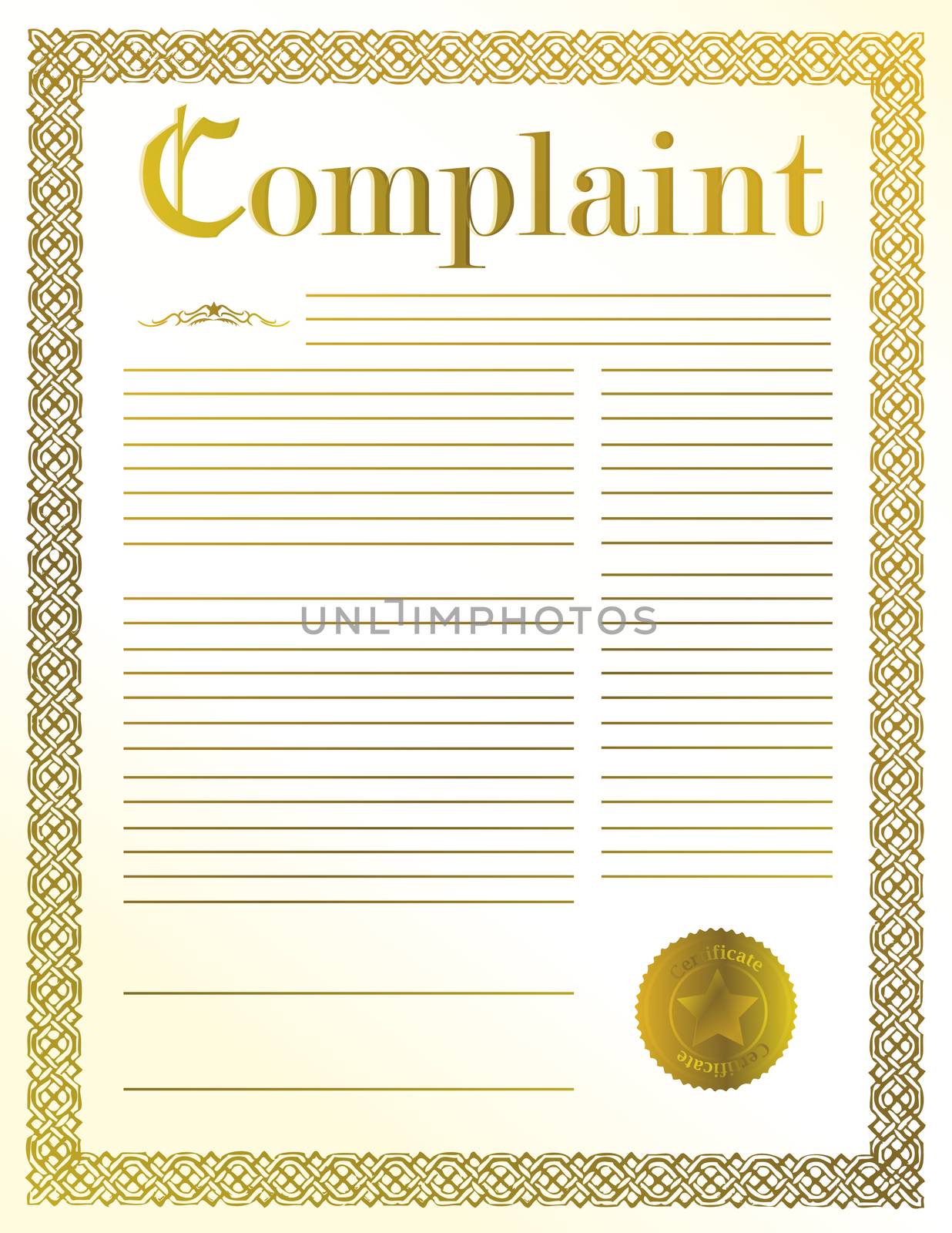 complaint legal document illustration design with golden seal