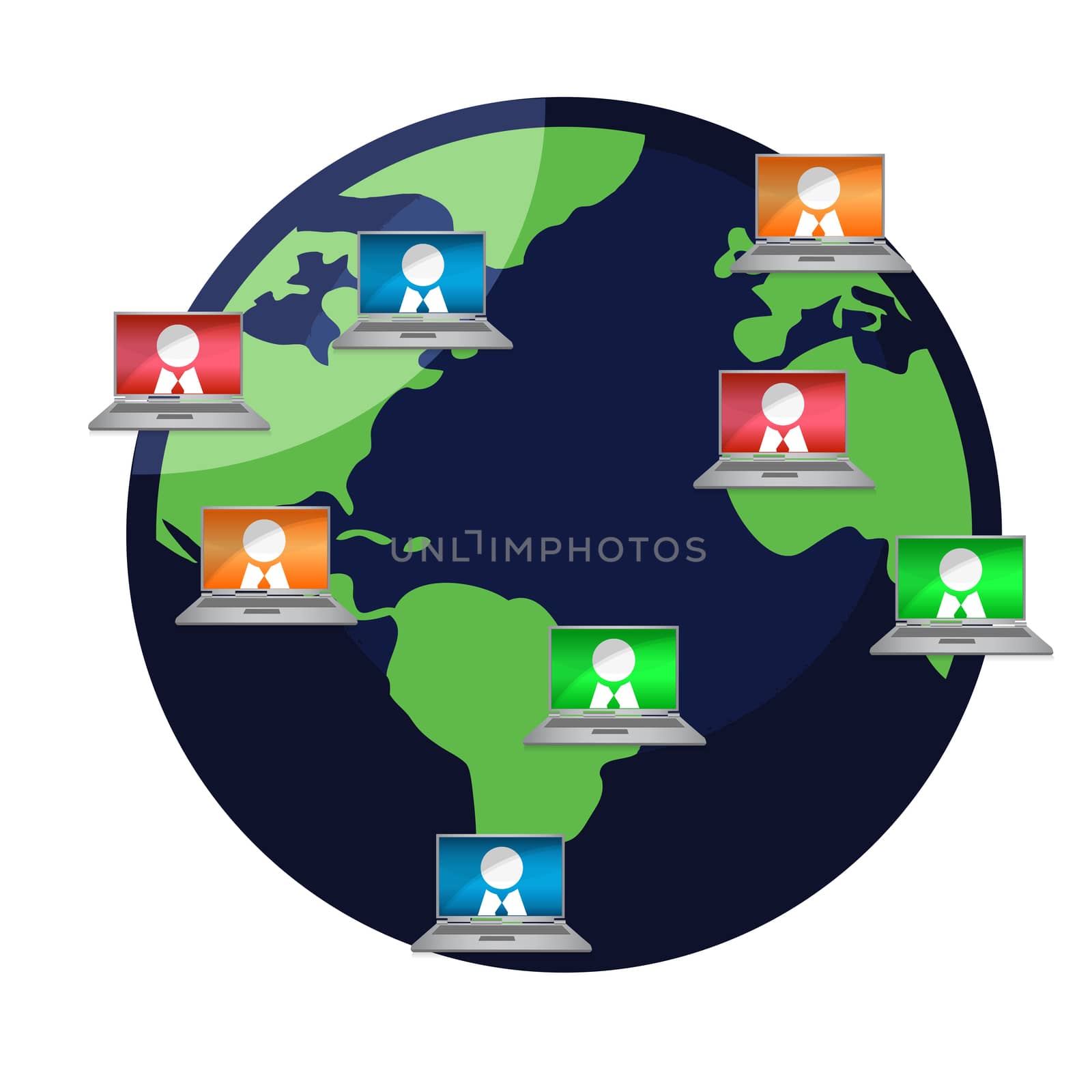 Computer user Around the world illustration design