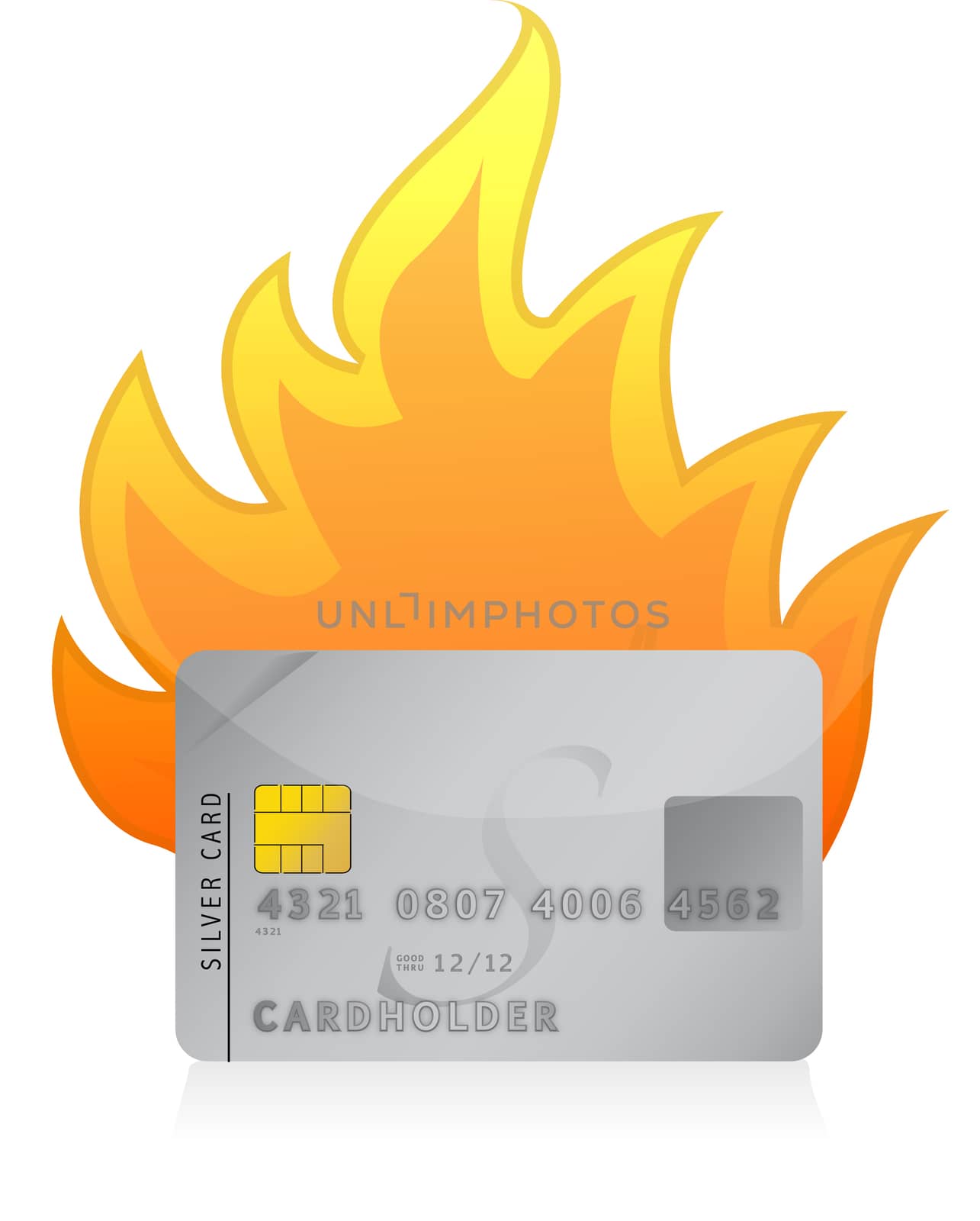 Credit card on fire concept illustration design