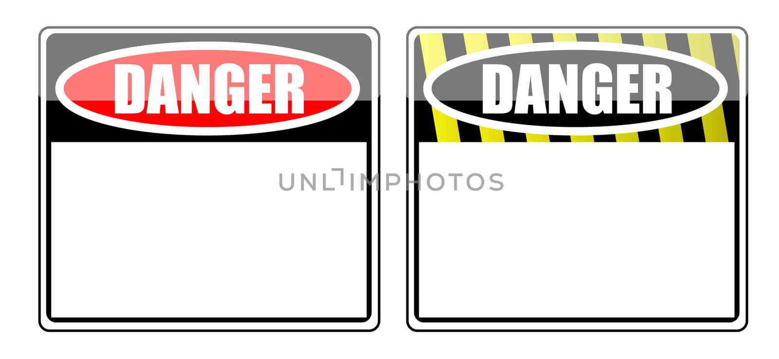 Danger Blank signs isolated over a white background