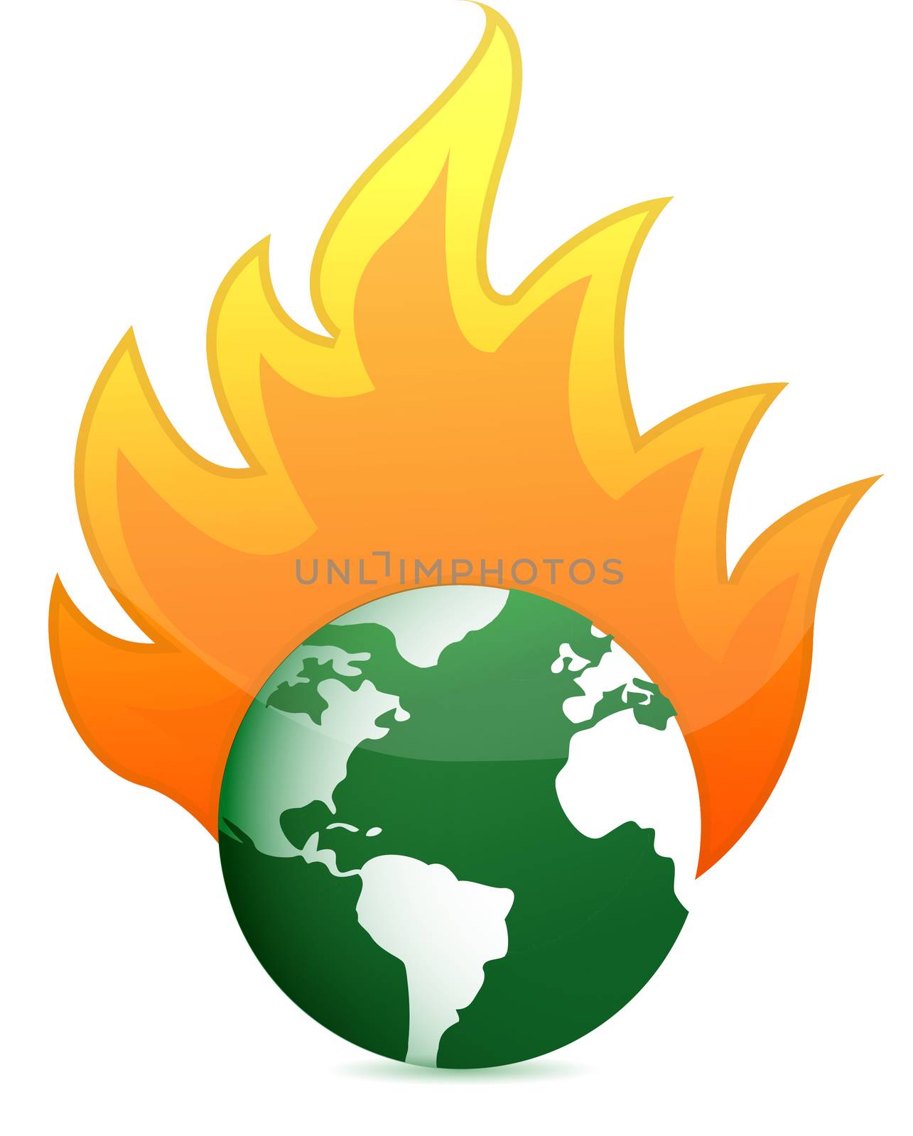 burning eco earth globe illustration design over white