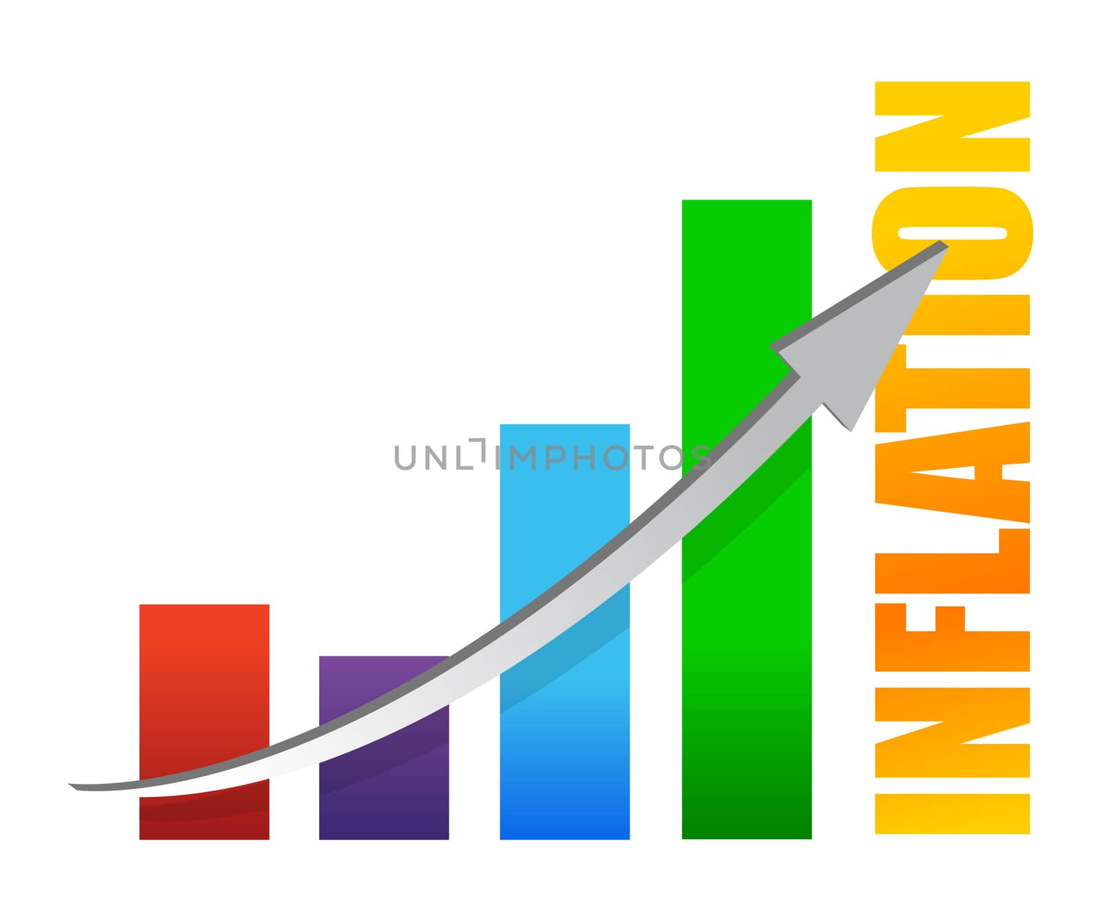 inflation chart and arrow illustration design on white