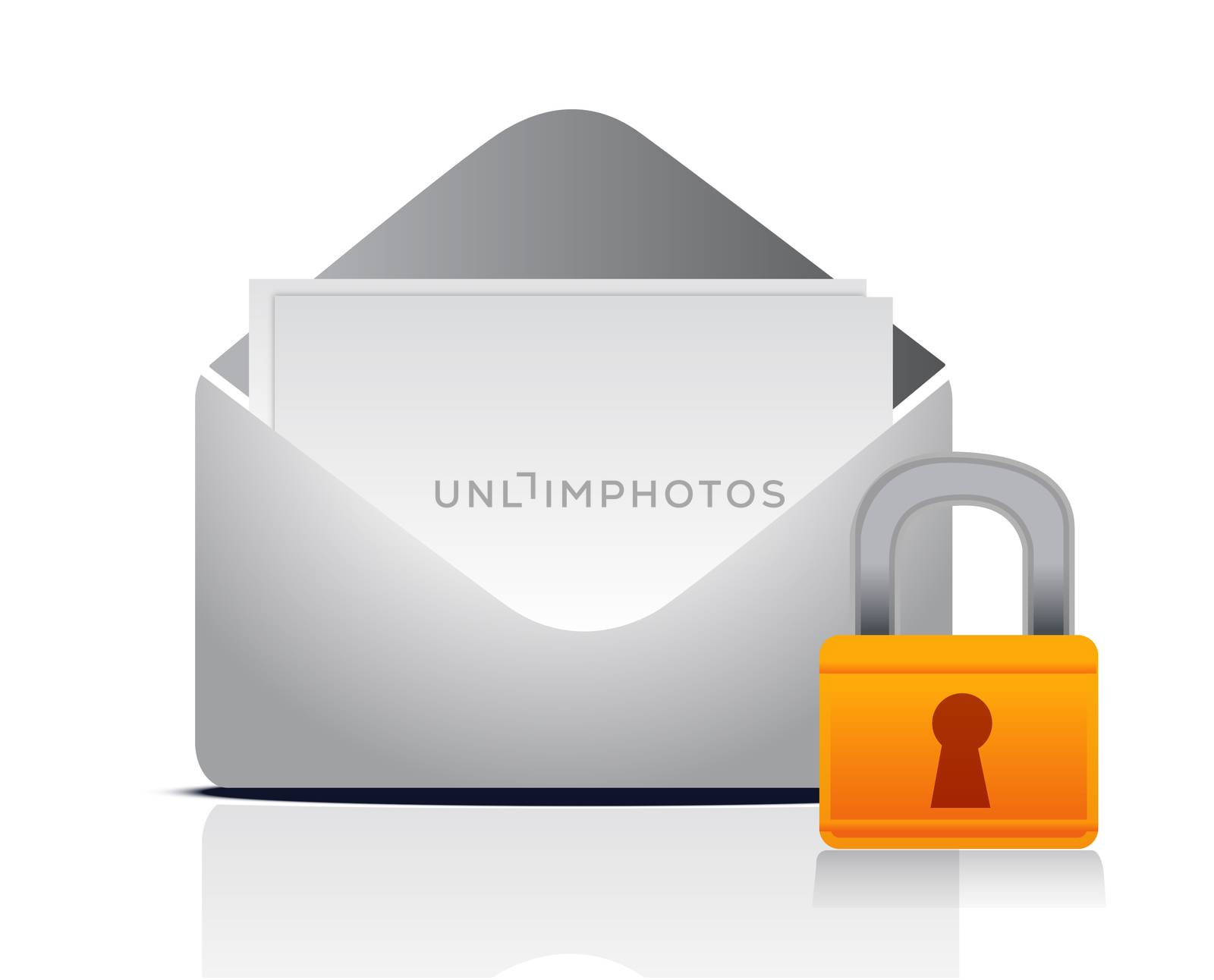 Locked mail illustration design over white