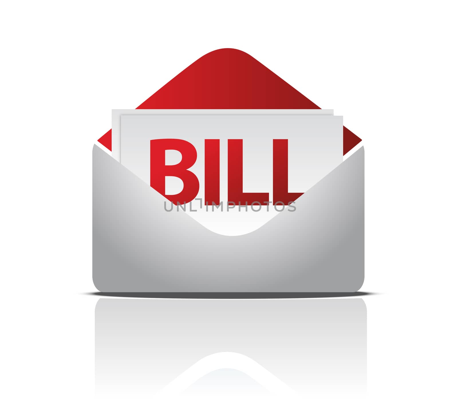 envelope and bill documents illustration design over white