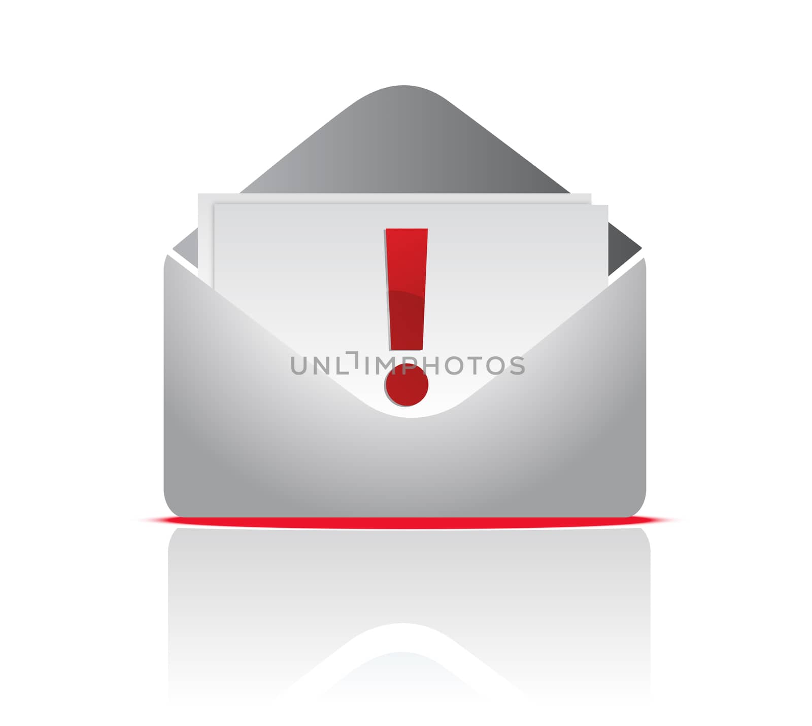 icon mail envelope with exclamation sign over a white background by alexmillos