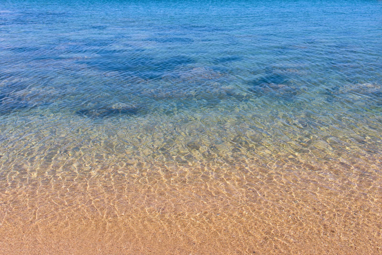 Blue water surface. Glare on the sea surface