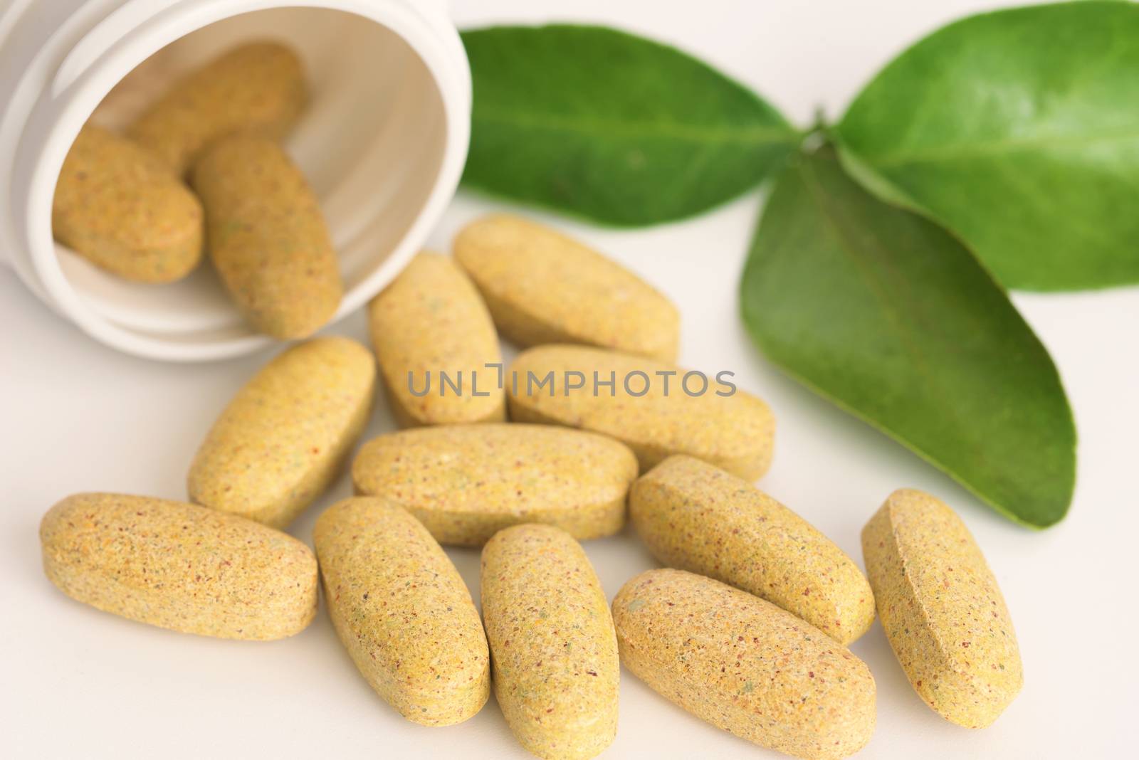 Herbal medicine in capsules. Nutritional supplements. Vitamins supplements