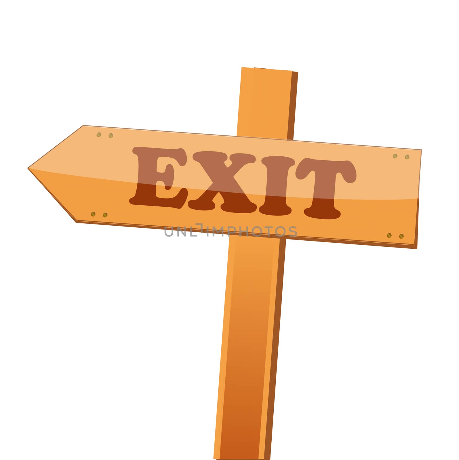 Exit arrow sign on white illustration
