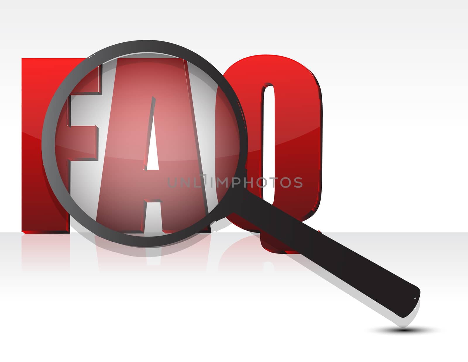 FAQ sign enlarged by a magnifying glass