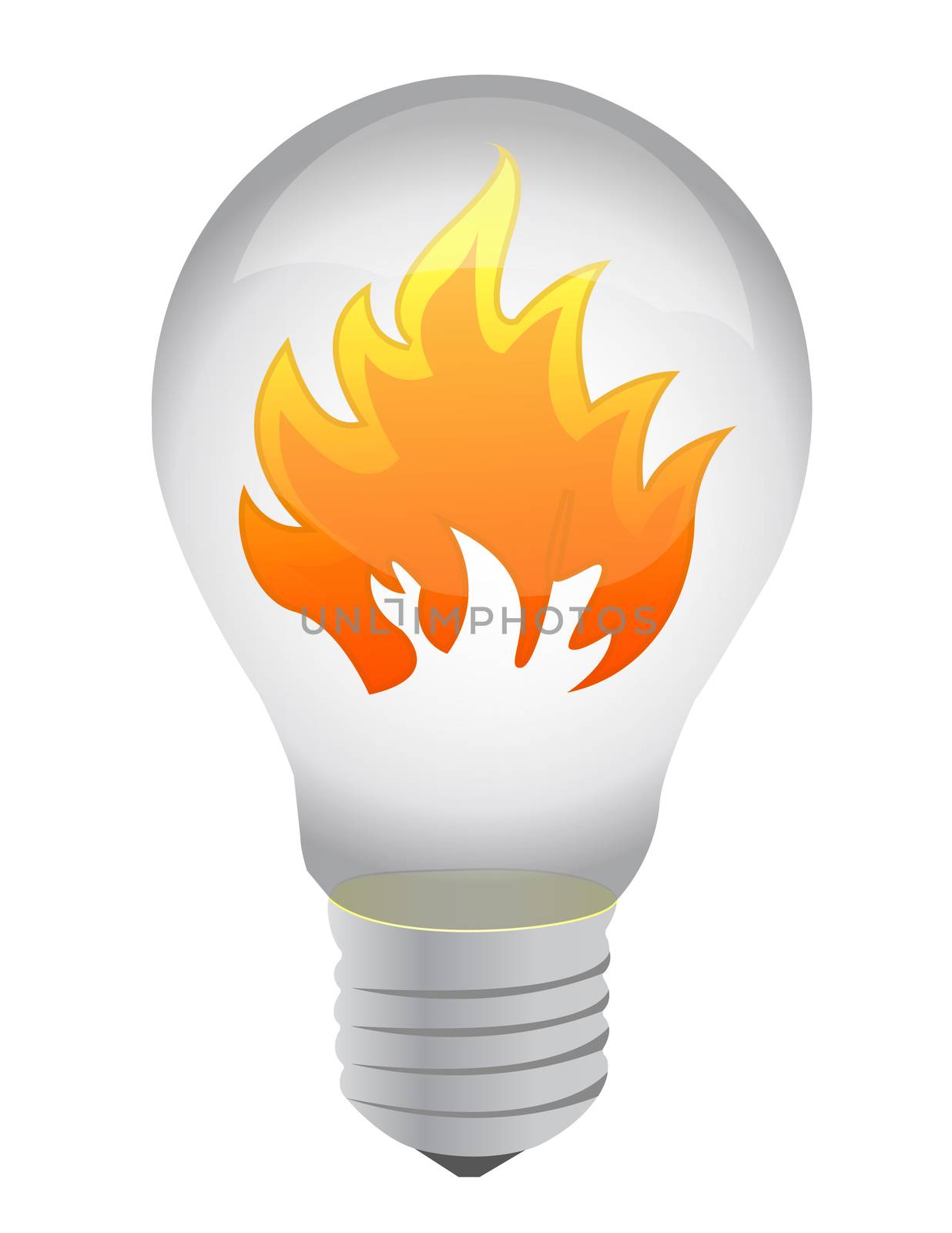 burning light bulb on white background illustration