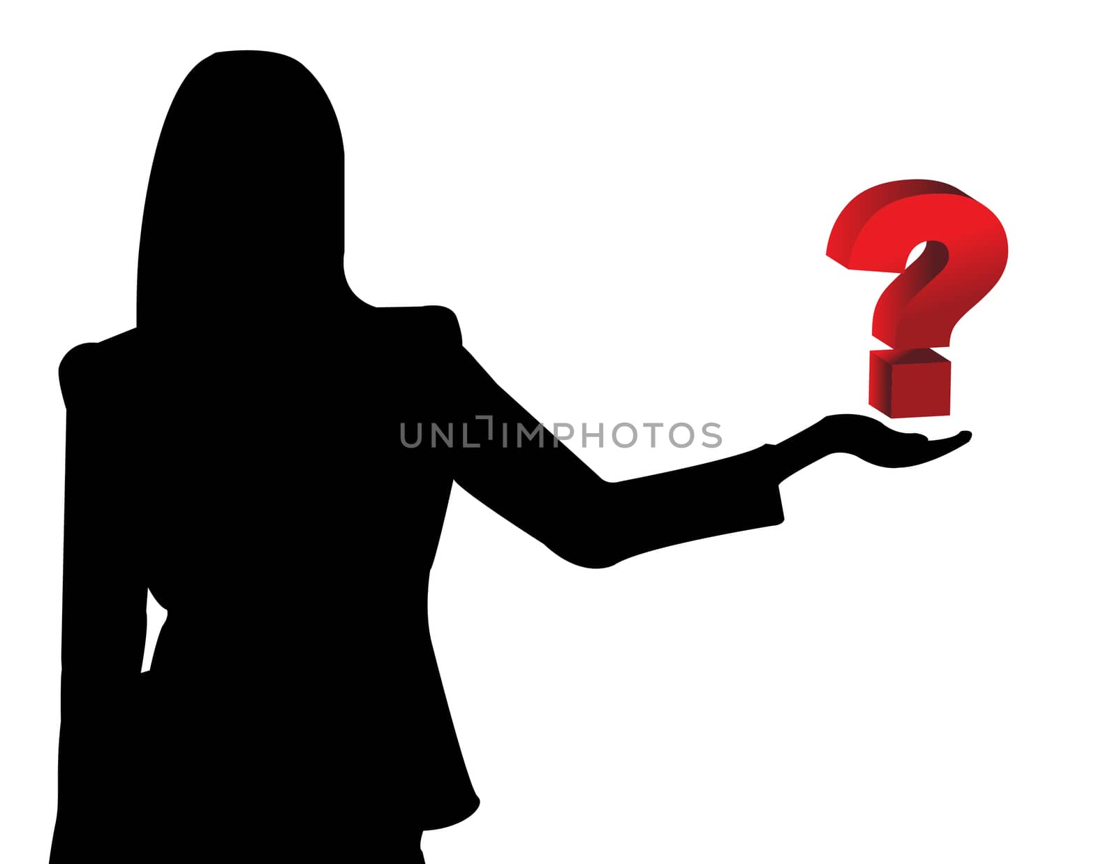 Business woman showing question symbol