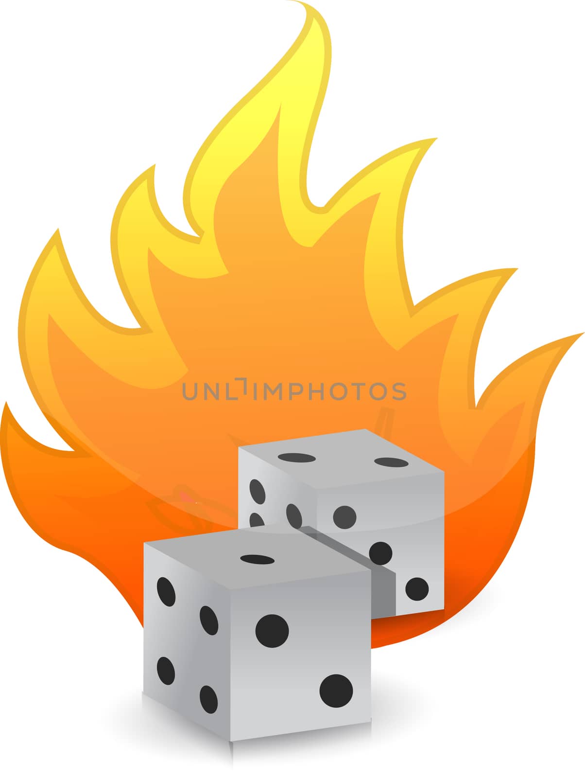 Dices on fire illustration design over white background