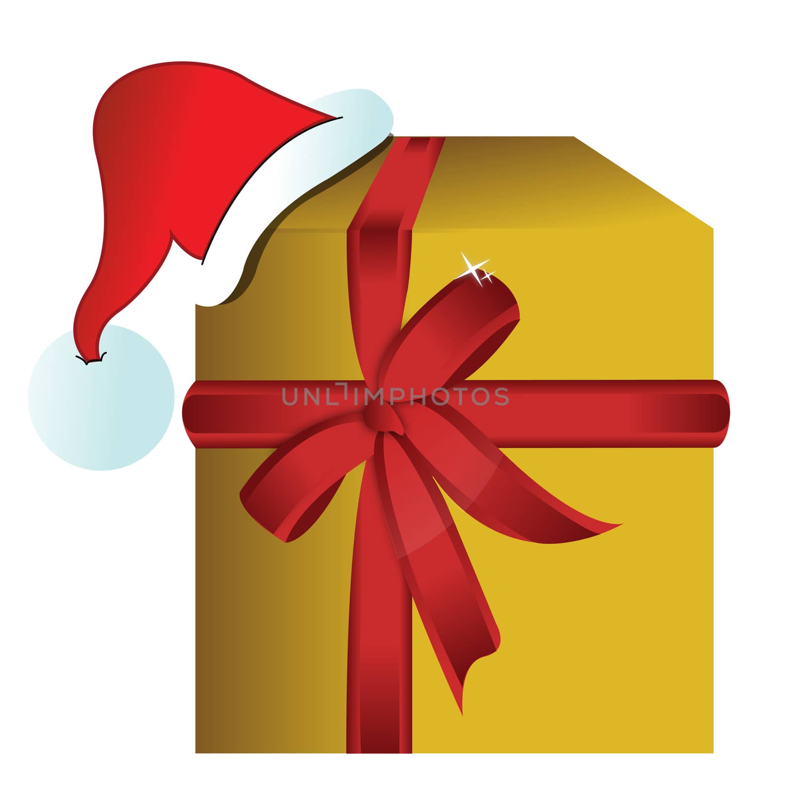 present gift box with christmas hat illustration