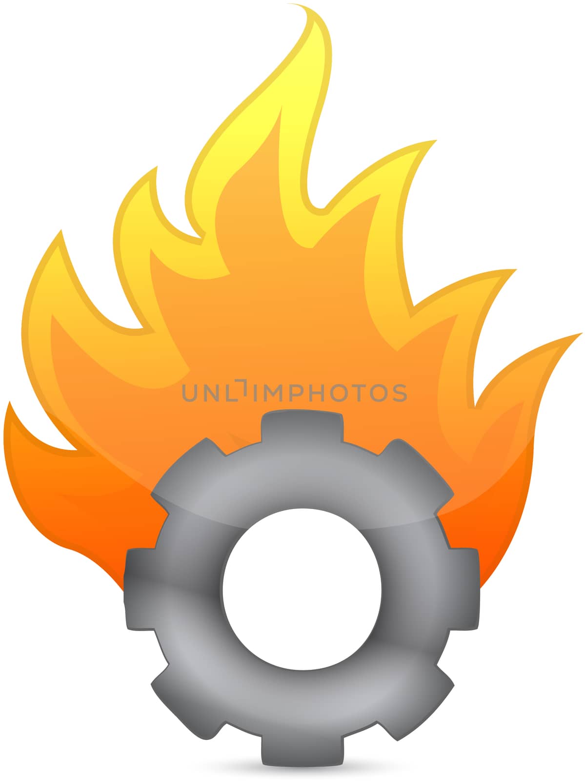 gear on fire illustration design over white