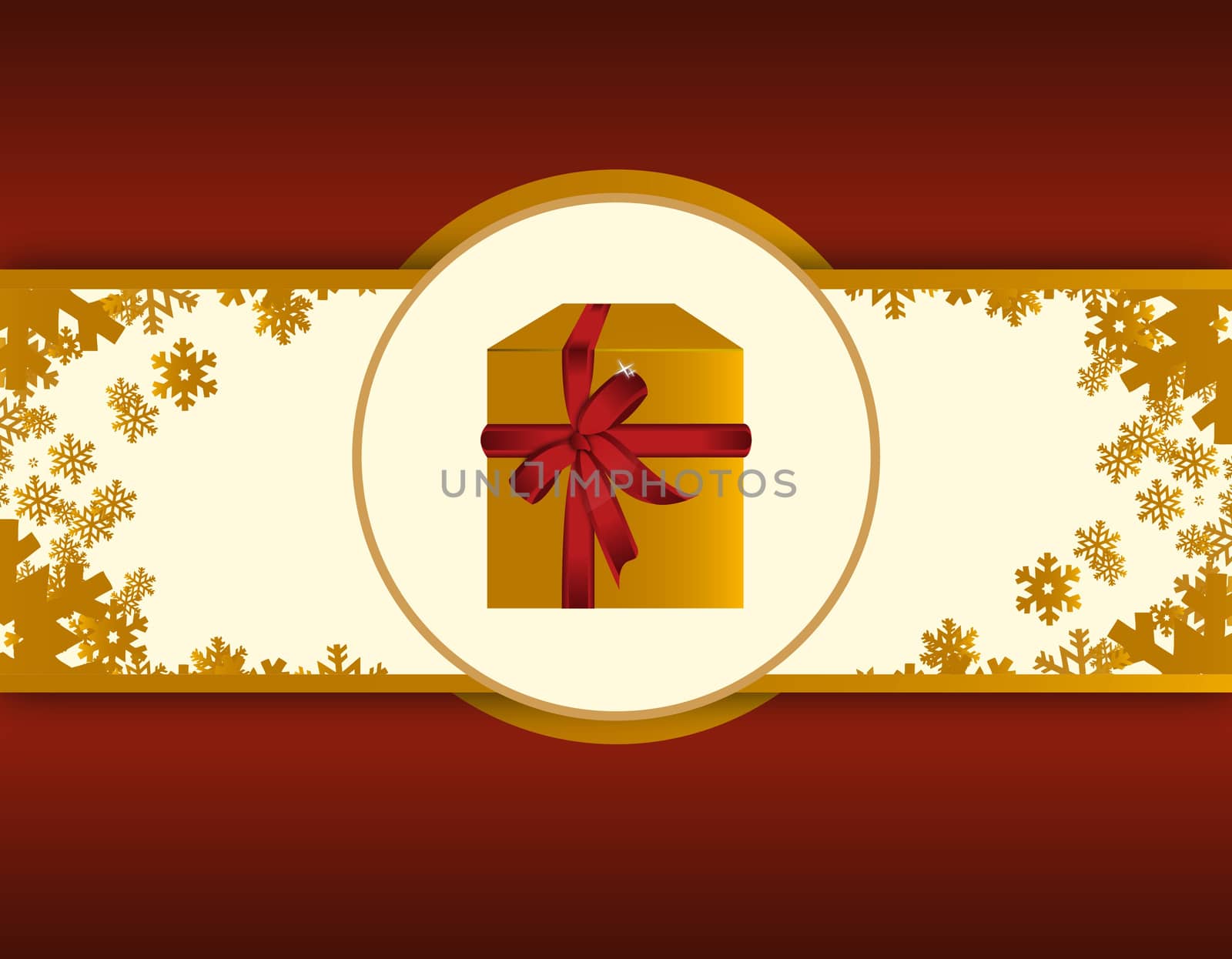 Gift on a gold and red card illustration design by alexmillos