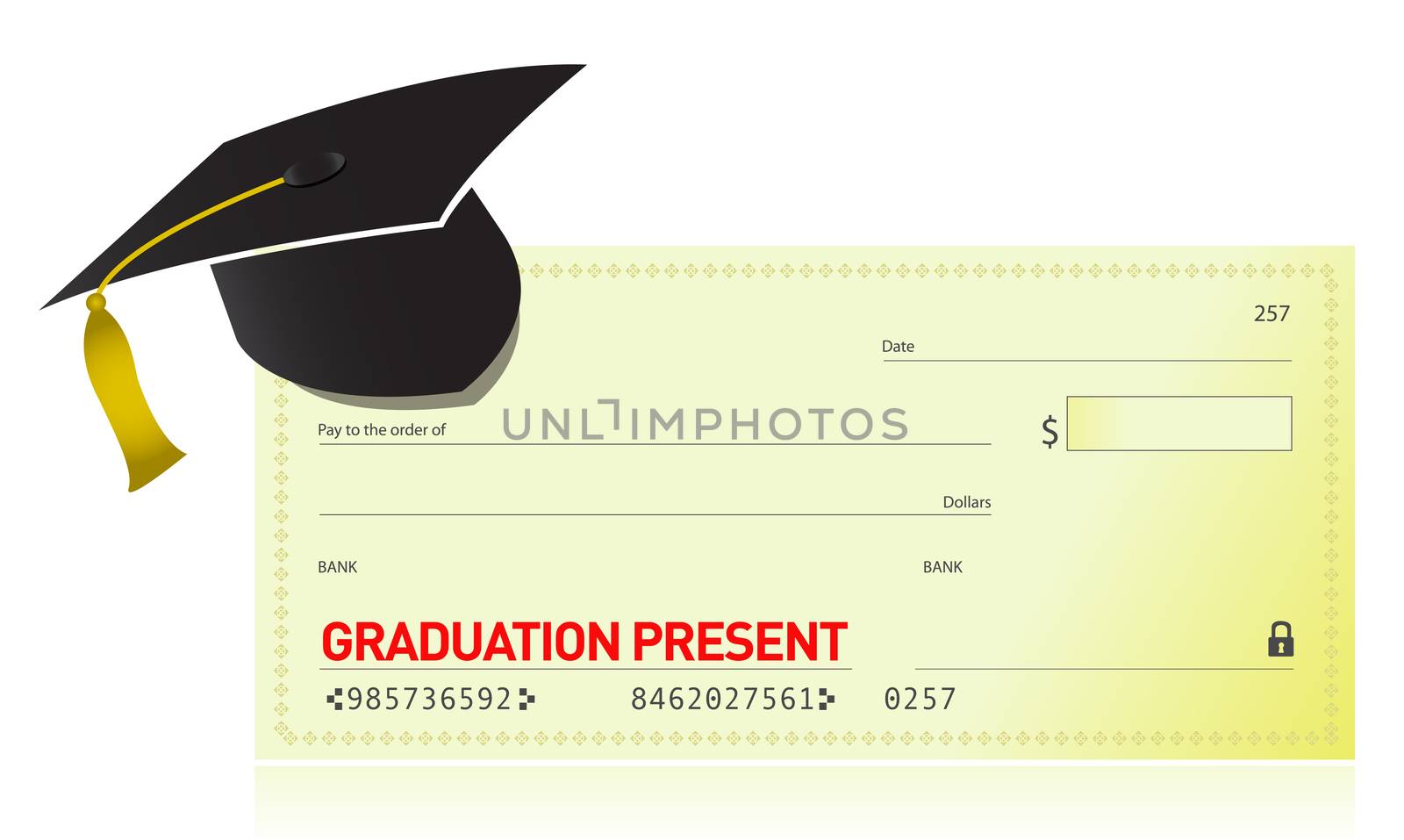 graduation present and graduation hat illustration design