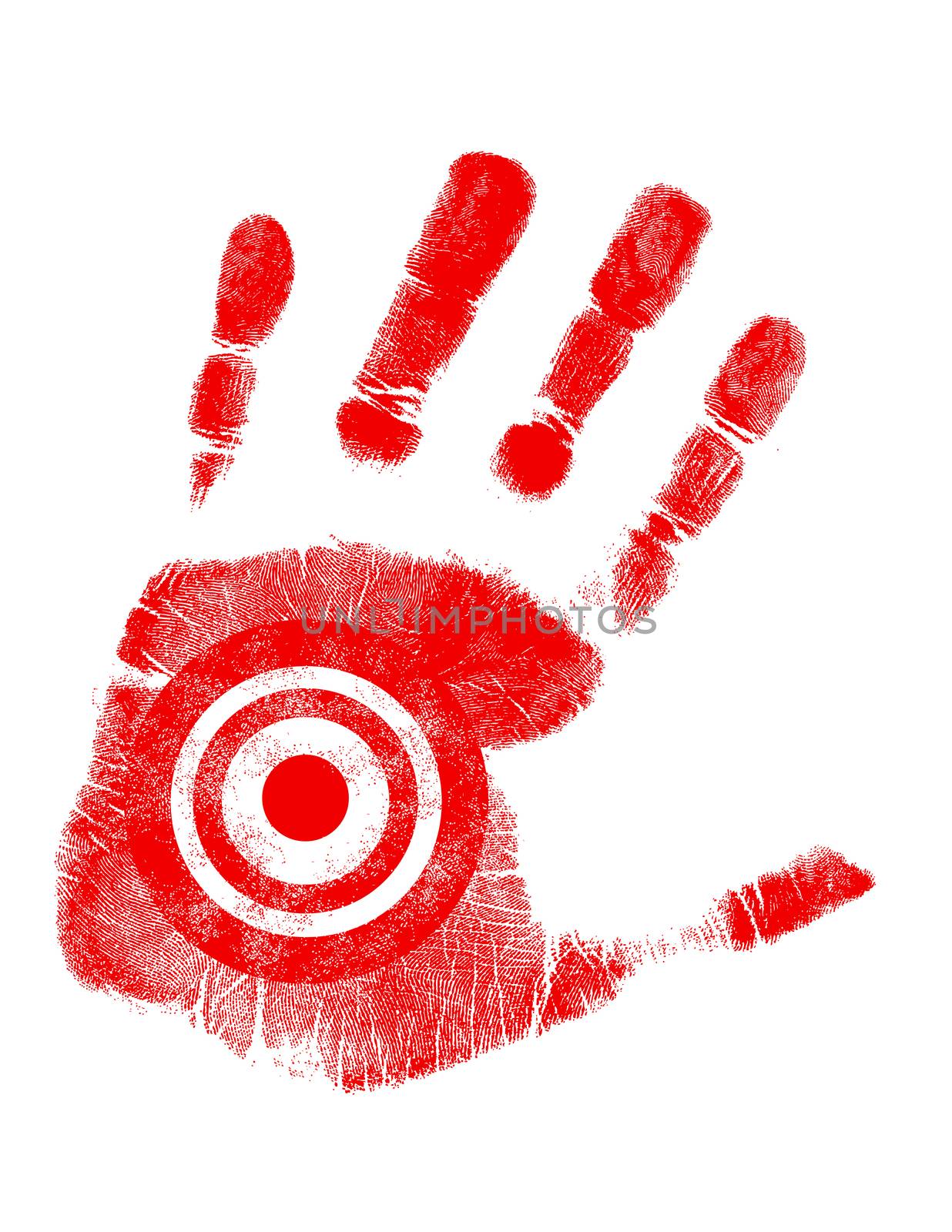 hand print with target symbol