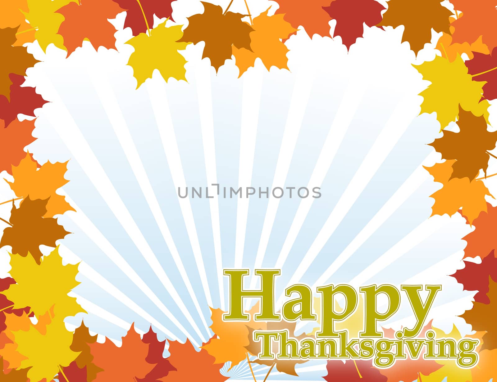 Illustration composition for Thanksgiving invitation or greeting card. Happy Thanksgiving.