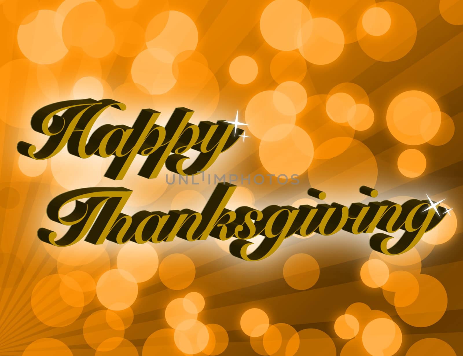 Words Happy Thanksgiving on colorful rays of light design.