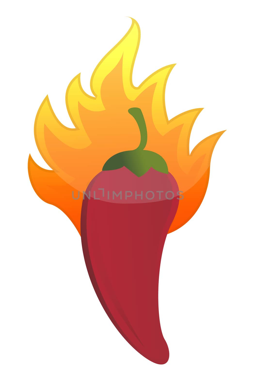 Red hot chili pepper on fire illustration design