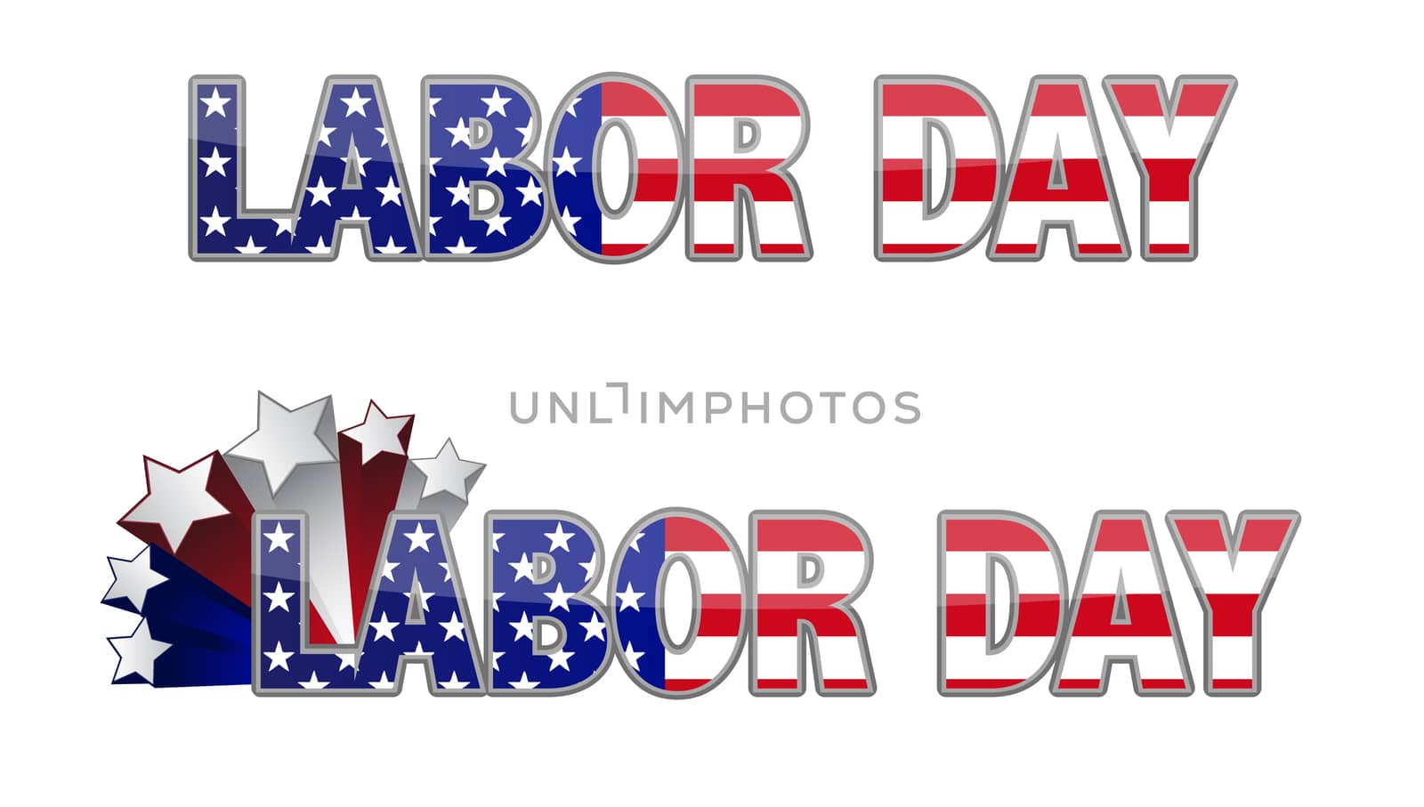 Illustrated lador day us flag text isolated over white. / Labor Day