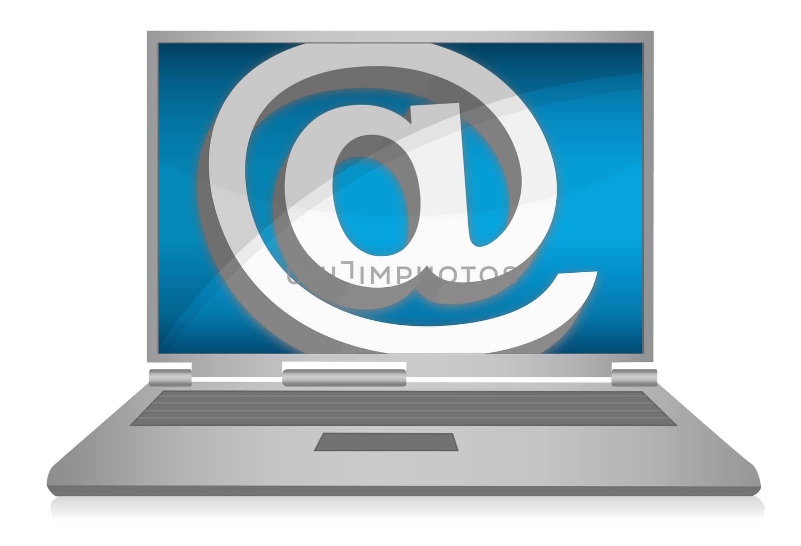 Email laptop concept of communication isolated over white