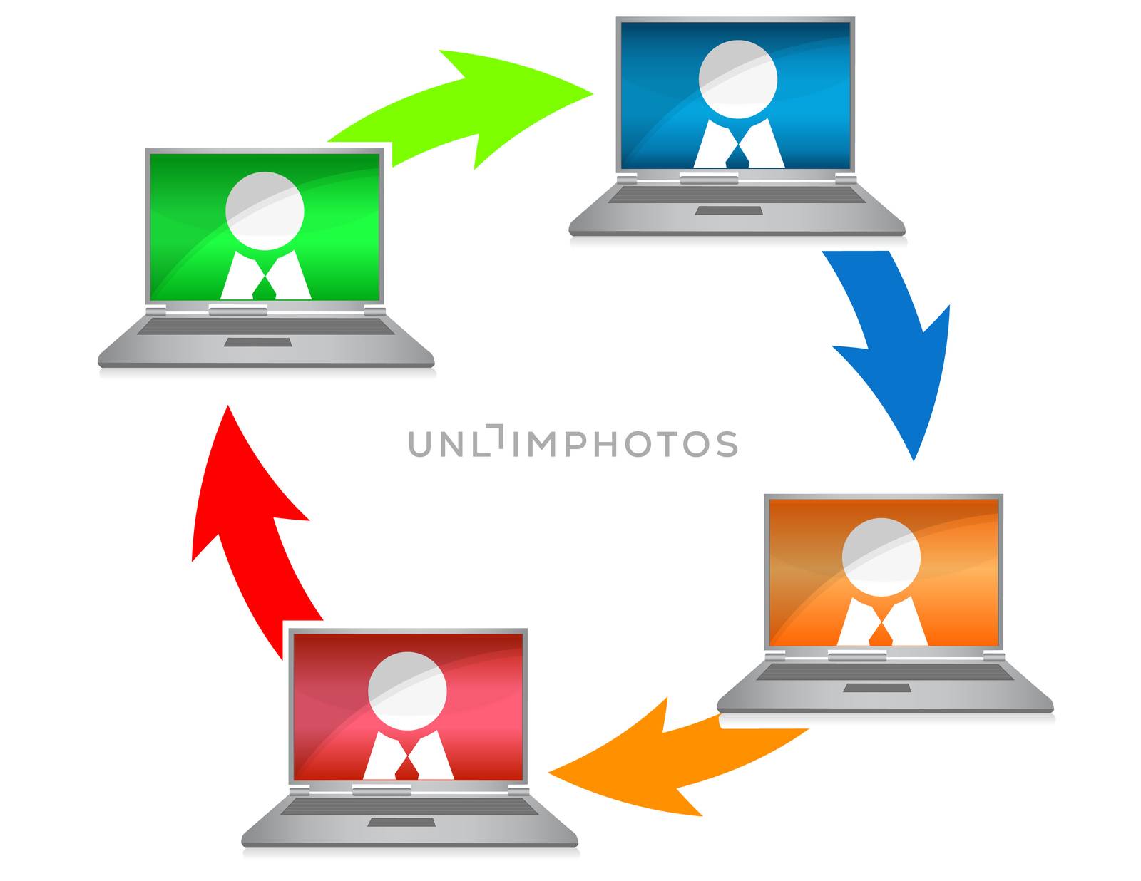 Networking colorful illustration over a white background / Networking