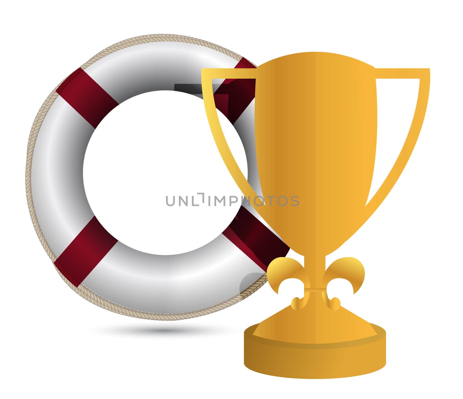 trophy cup Life Buoy on a white background