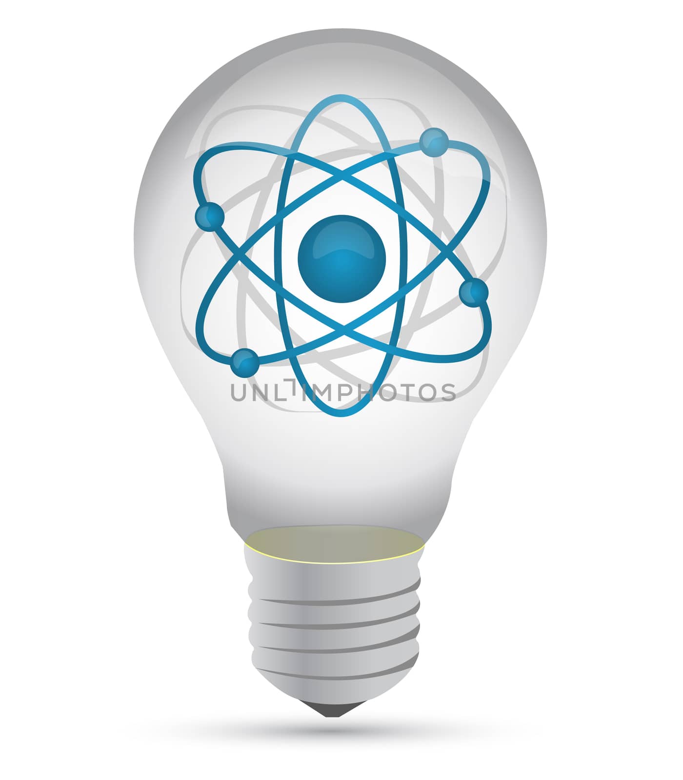 atom inside a lightbulb illustration design over white