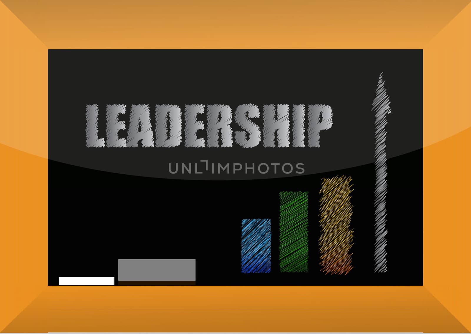 leadership word in white chalk on a blackboard - illustration