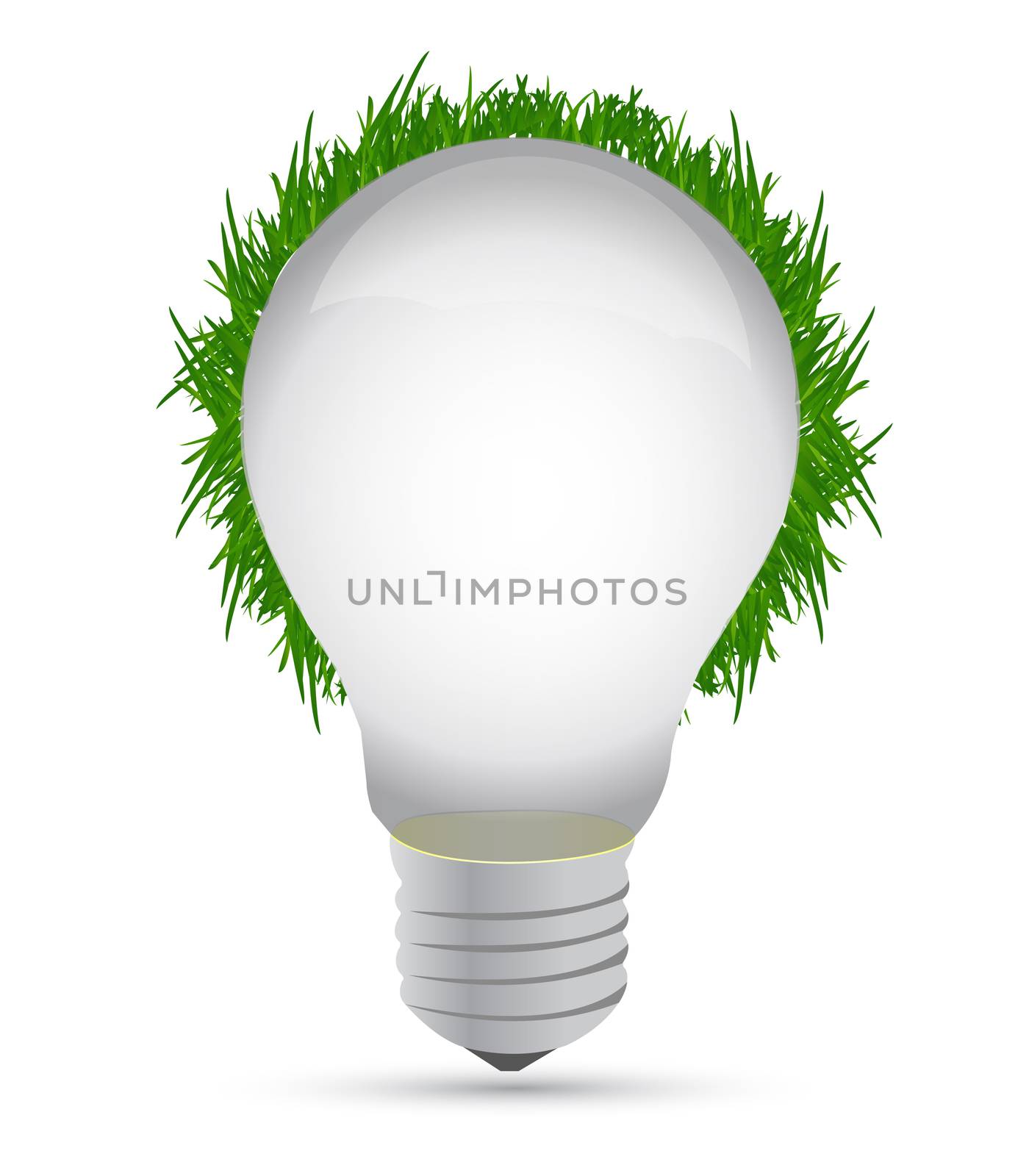 lightbulb with grass around illustration design over white
